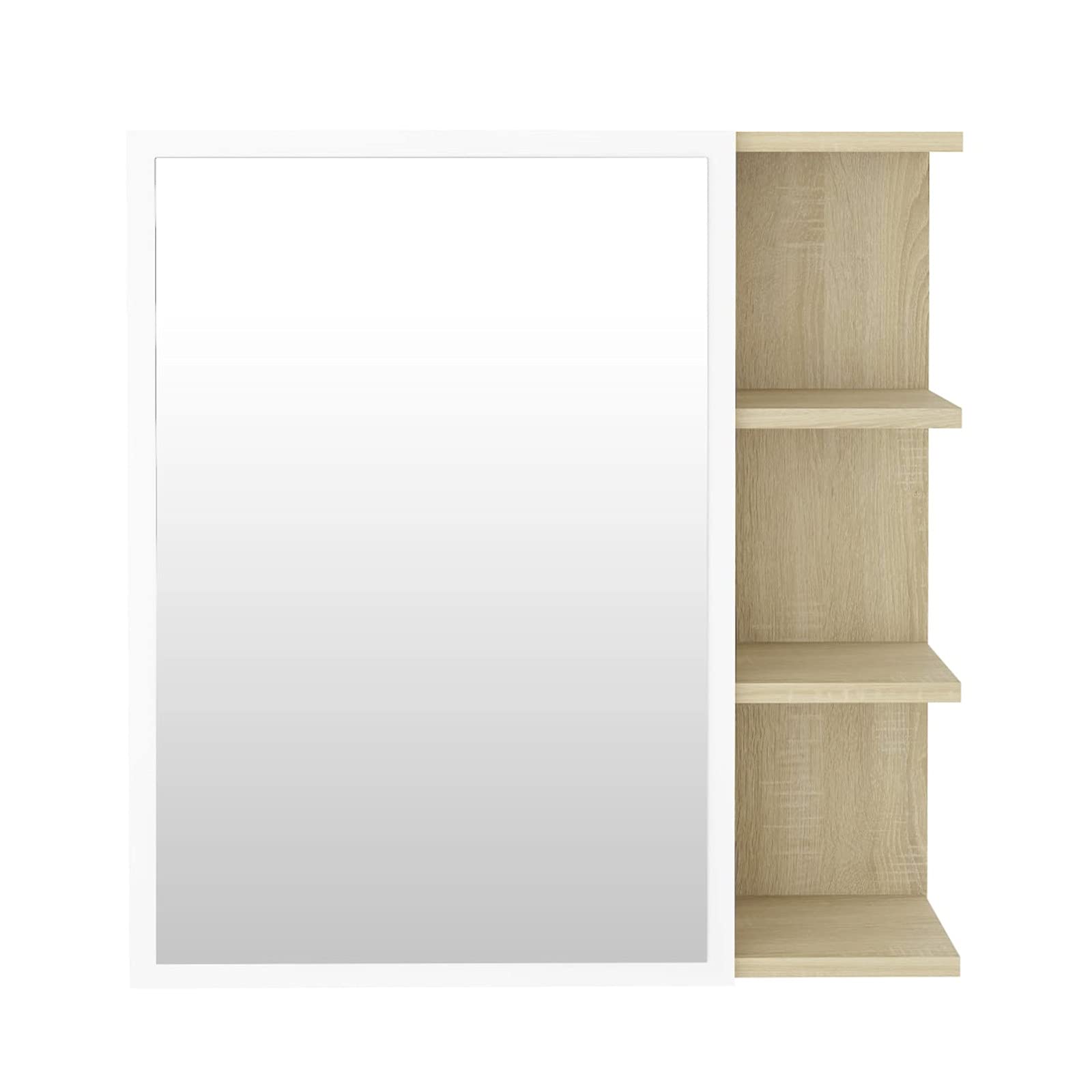 Wall Mounted Bathroom Medicine Cabinet with Mirror - 5 Adjustable Shelves for Storage (White & Sonoma Oak) | Perfect for Small Bathrooms, Vanity Organization & Home Decor