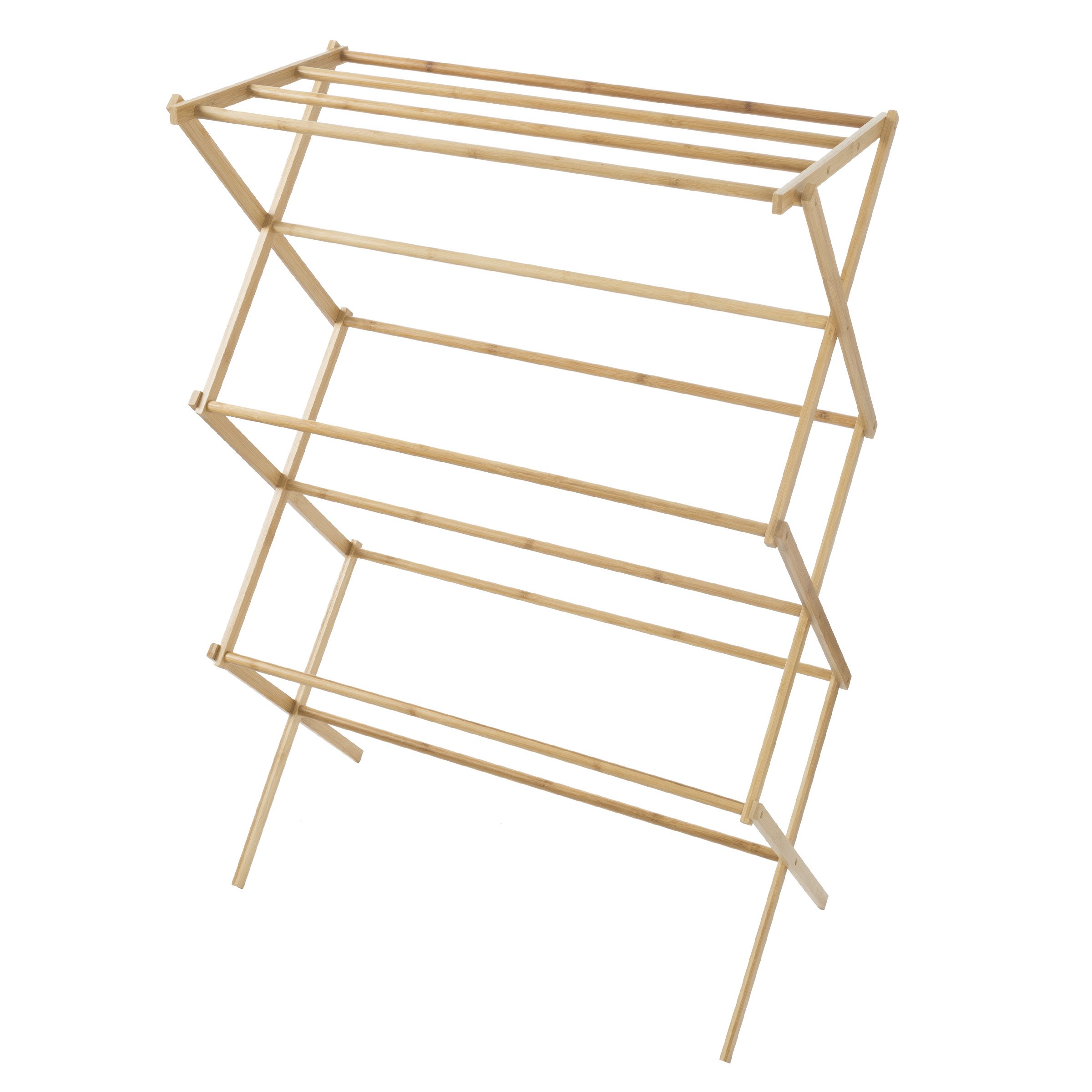 Premium Bamboo Clothes Drying Rack - Foldable & Space-Saving Laundry Rack for Indoor & Outdoor Use - Eco-Friendly Wooden Garment Hanger - Perfect for Apartments, Camping & Small Spaces