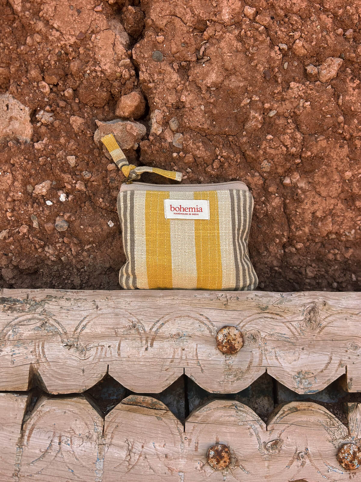 Jaipur Stripe Coin Purse - Handmade Indian Yellow Leather Wallet for Women | Perfect for Travel, Shopping & Everyday Use