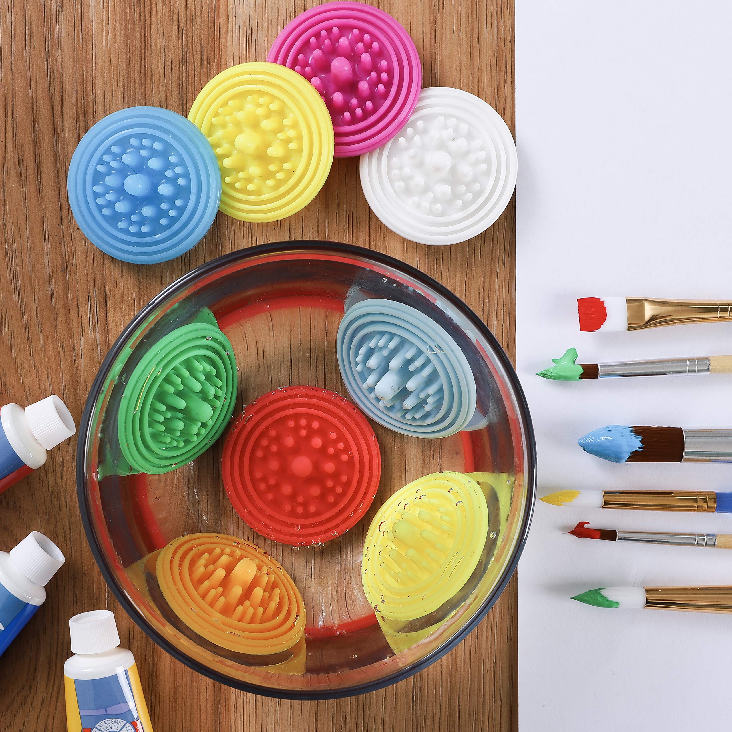 Paint Puck Brush Cleaner 3-Pack - Reusable Silicone Cup for Acrylic, Oil & Watercolor | Art Studio & Classroom Use