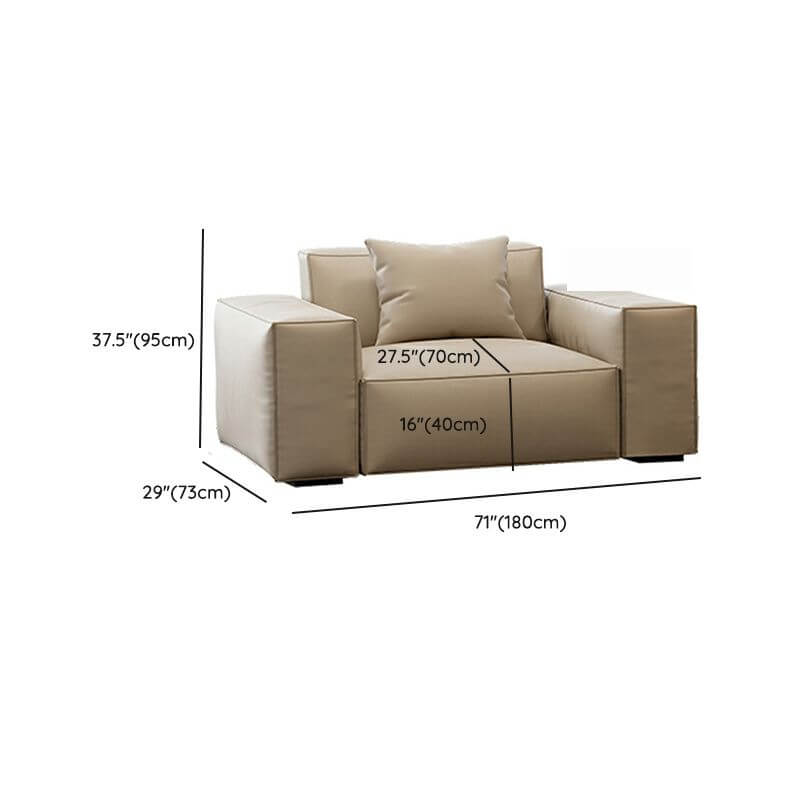 Ivory Tear-Resistant Genuine Leather Sofa with Solid Pine Wood Frame - Durable Living Room Furniture for Home & Office Decor