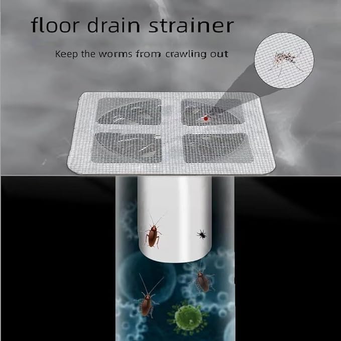 20 Pack Disposable Shower Drain Hair Catcher Mesh Stickers - Bathroom, Laundry & Kitchen Sink Drain Covers for Human & Pet Hair - Prevent Clogs in Showers, Tubs & Sinks
