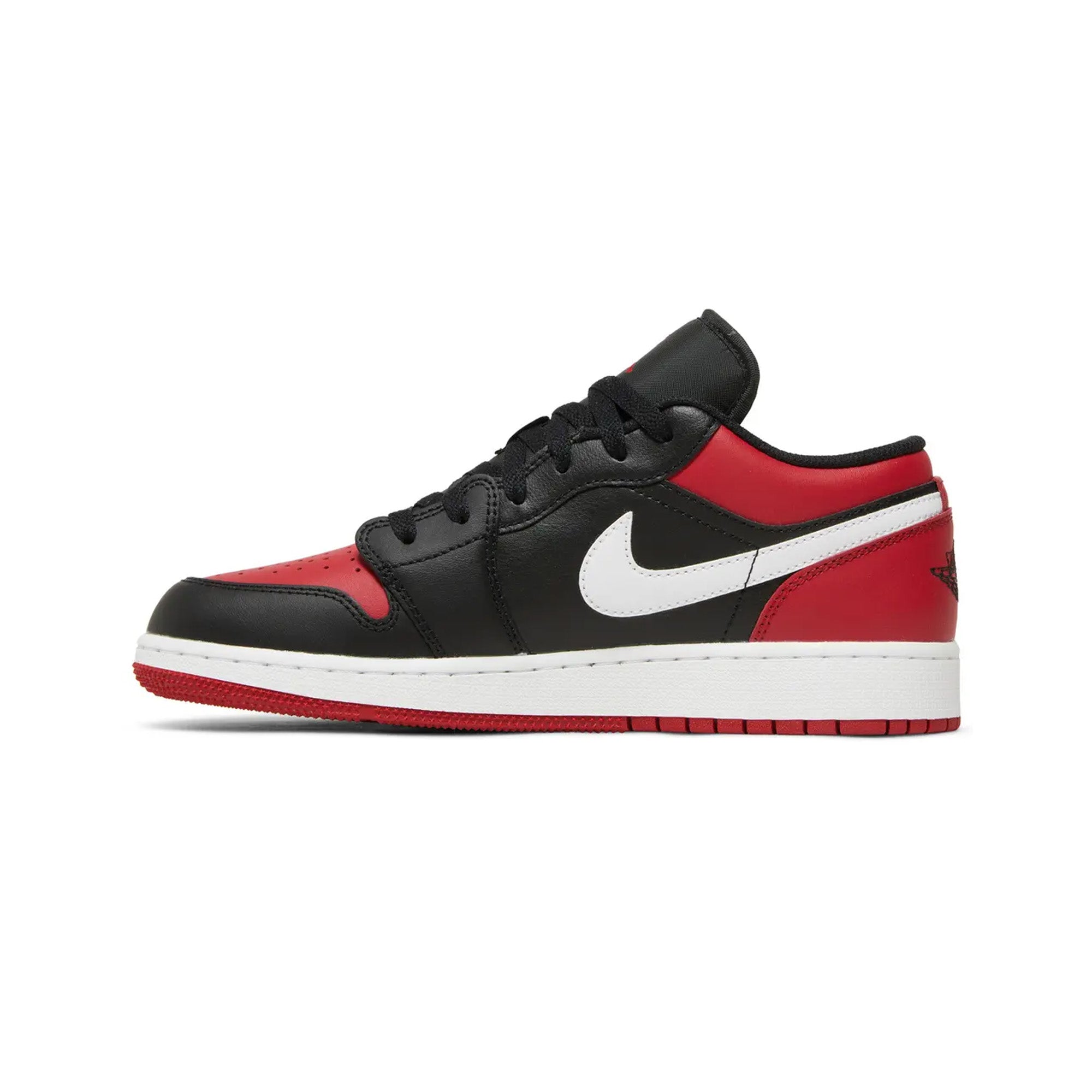 Air Jordan 1 Low 'Alternate Bred Toe' GS Sneakers (2023) - Black/Red-White Basketball Shoes for Women & Girls - Perfect for Casual Wear, Street Style & Sports Activities