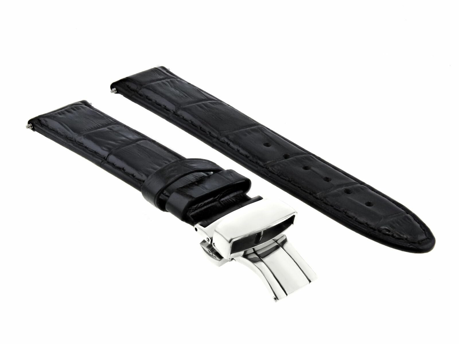 18-24mm Genuine Leather Watch Band Strap with Deployment Clasp - Compatible with Bulova & Other Watches - Replacement Strap for Dress, Business & Casual Wear