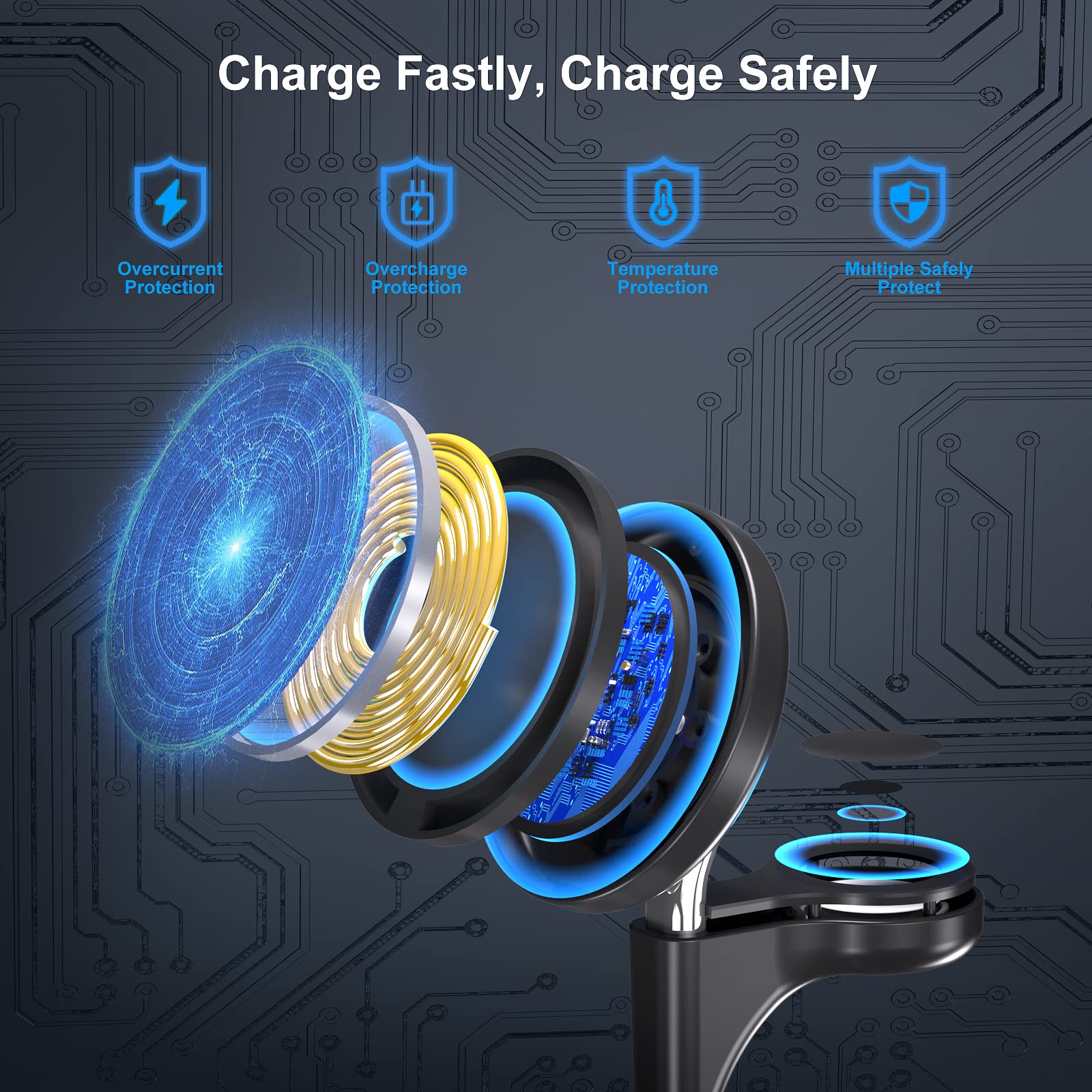 3-in-1 Magnetic Wireless Charging Station for iPhone 15/14/13/12 Pro Max/Plus/Pro, Apple Watch & AirPods - Fast Qi-Certified MagSafe Charger Stand - Perfect Gift for Men & Women (Black) | Home Office & Nightstand Charging Solution