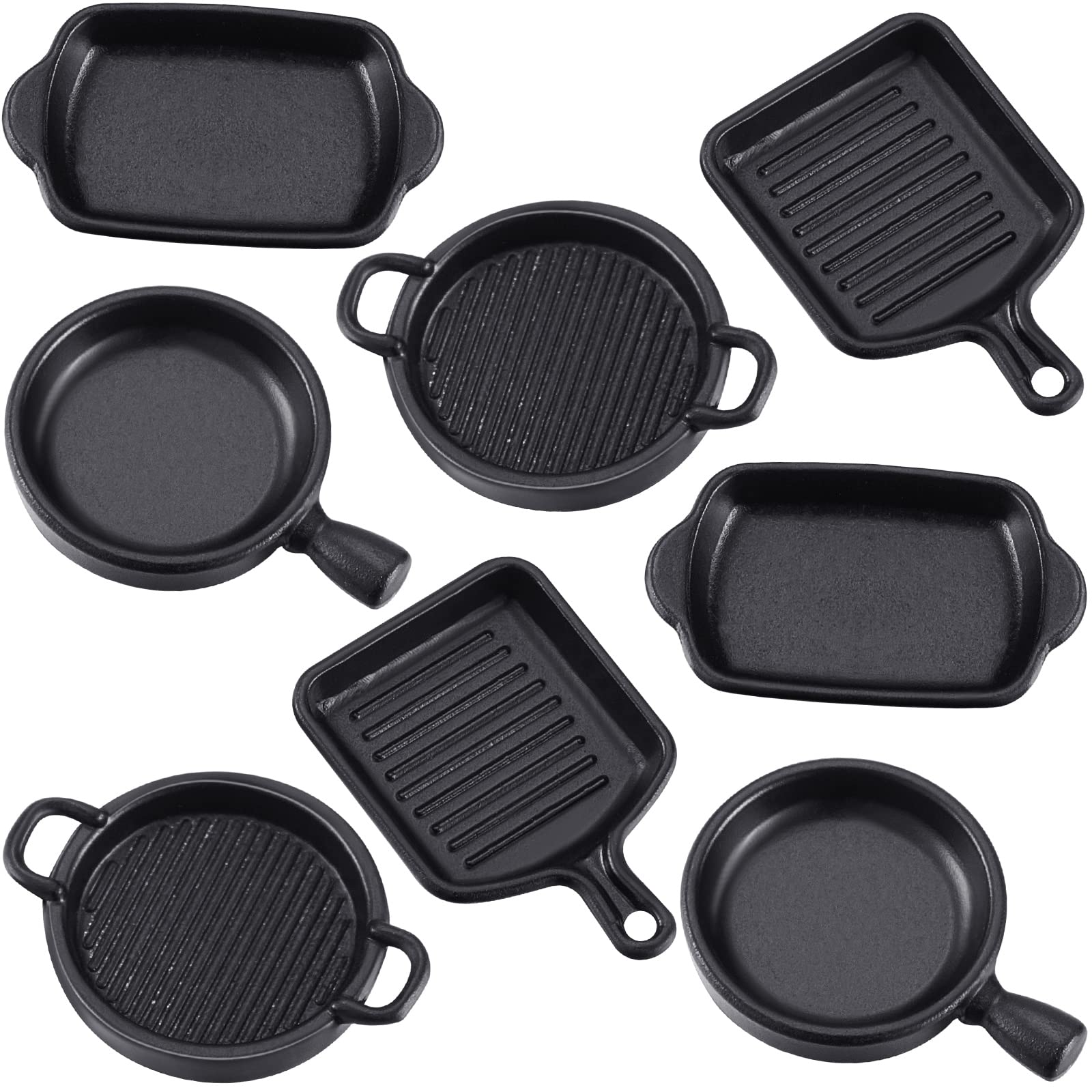 Skylety 8-Piece Miniature Dollhouse Kitchen Set - Metal Pots & Pans with Stovetop Cookware - Tiny Kitchen Accessories for Dollhouse, Christmas Decor & Role Play - Perfect for Kids Pretend Play, Collectors & Holiday Party Decorations