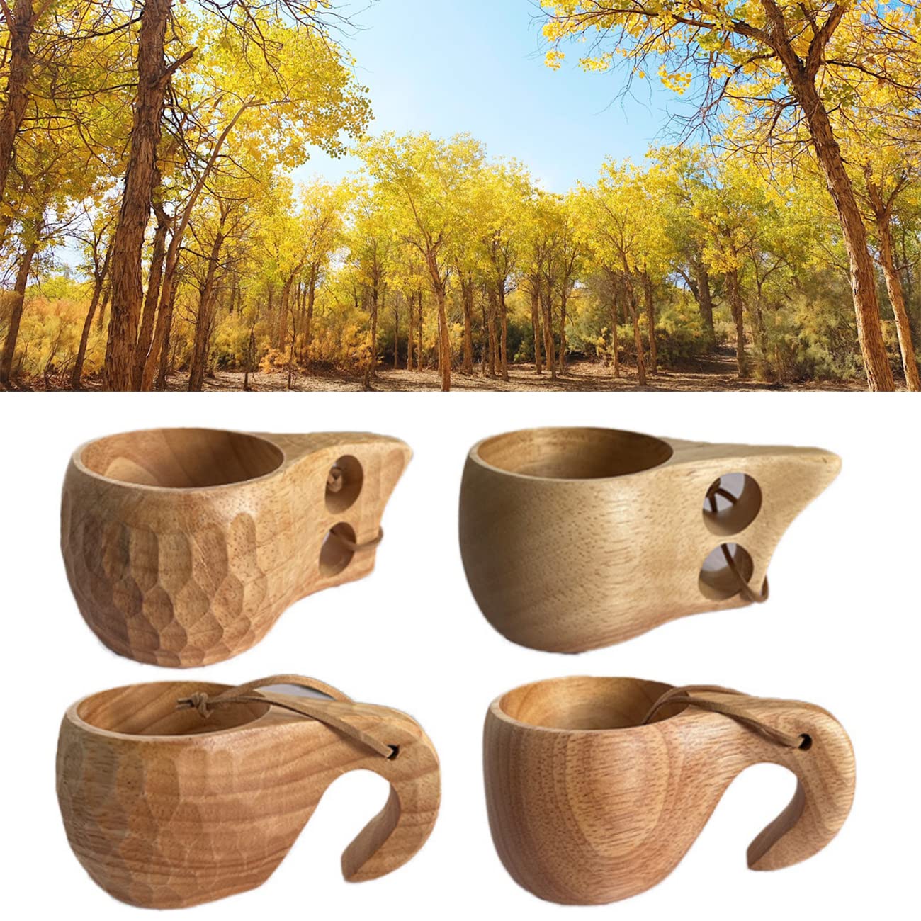 Handmade Kuksa Wooden Cup - Nordic Style Wooden Mug for Coffee, Tea & Milk - Rustic Farmhouse Table Decor & Camping Mug Set - Perfect for Outdoor Adventures, Cozy Home Decor & Cabin Living