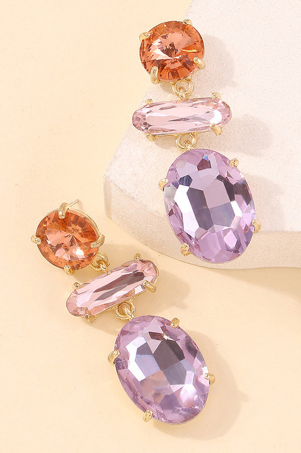 Elegant Faceted Diamond Earrings with Contrasting Colors | Perfect for Weddings, Parties & Special Occasions