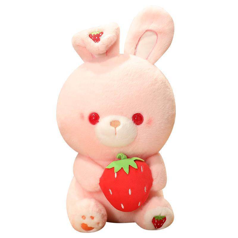 Adorable Kawaii Strawberry Bunny Plush Toy - Soft Cute Stuffed Animal for Kids, Girls, Bedroom Decor & Gift Idea - Perfect for Cuddling, Nursery Decor, and Valentine's Day Presents