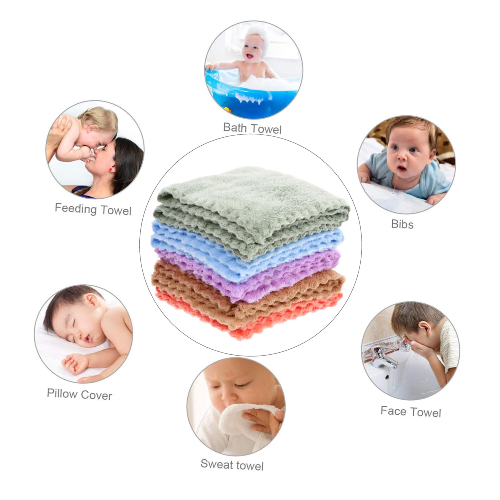 HEMOTON 10-Pack Soft Coral Fleece Bath Towels - Ultra Absorbent & Quick Dry Cotton Towels for Bath, Spa, Gym & Travel - Perfect for Adults & Kids