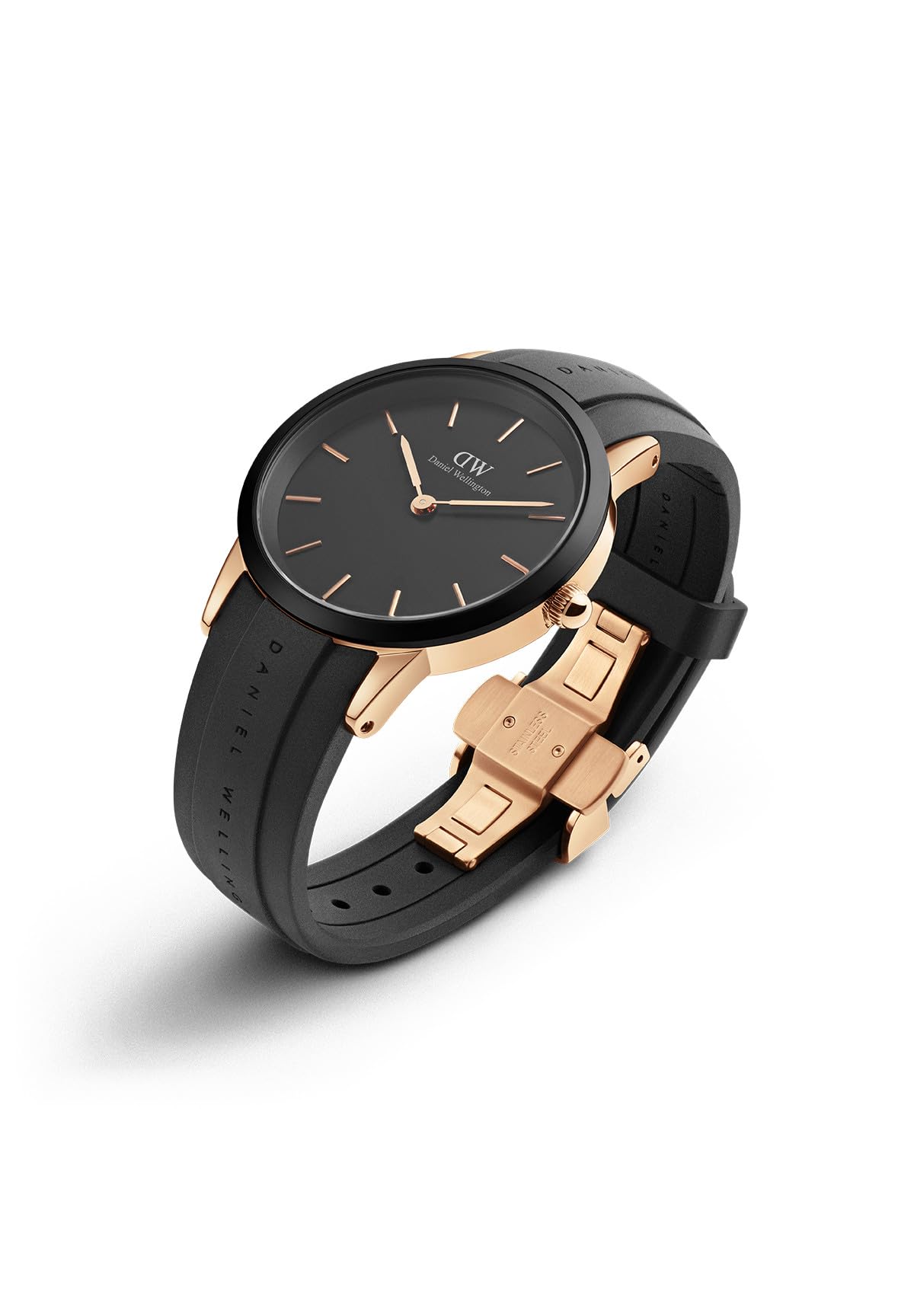 Daniel Wellington Iconic Rose Gold Rubber Strap Watch - Stylish & Waterproof for Everyday Wear, Work & Casual Outfits