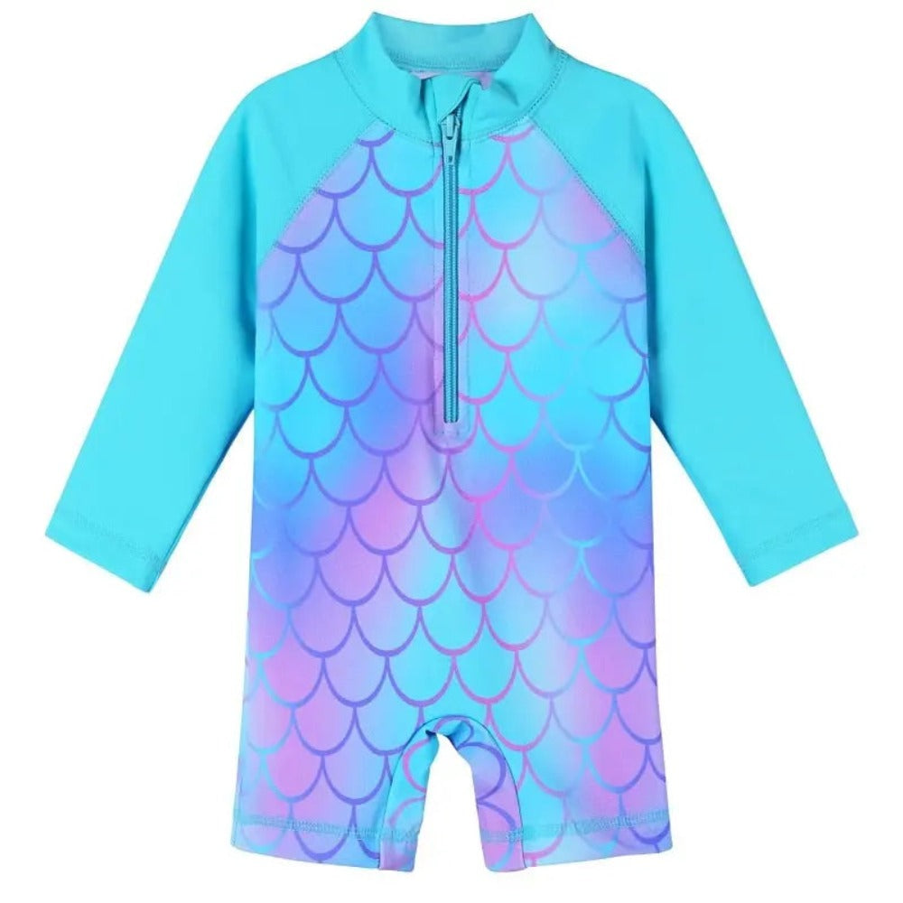 Long Sleeve Girls Swimsuit UPF 50+ Sun Protection - Swimcore Kids Swimwear for 0-6 Years | Perfect for Beach, Pool & Summer Water Activities