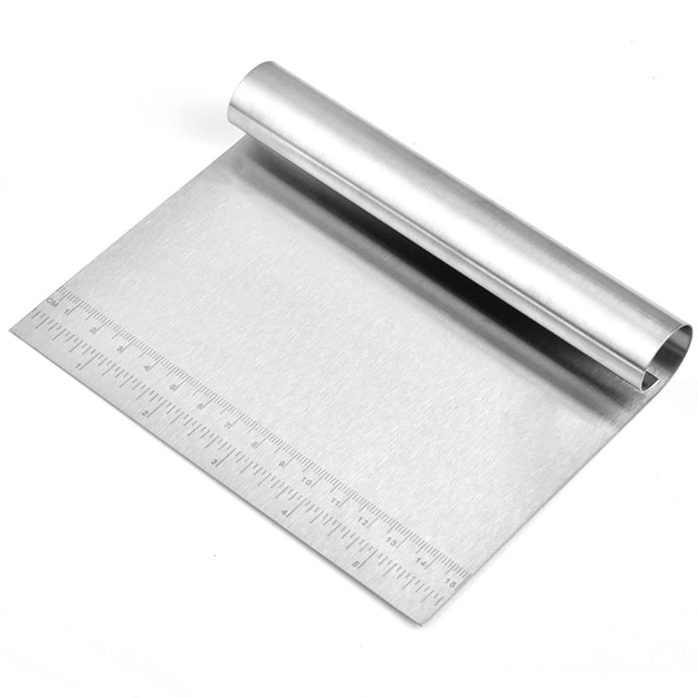 Premium Stainless Steel Dough Scraper - Multi-Purpose Pastry Cutter for Bread, Pizza, Cake Making - Heavy Duty Kitchen Tool for Baking, Cooking & Food Prep - Ideal for Home Bakers & Professional Chefs