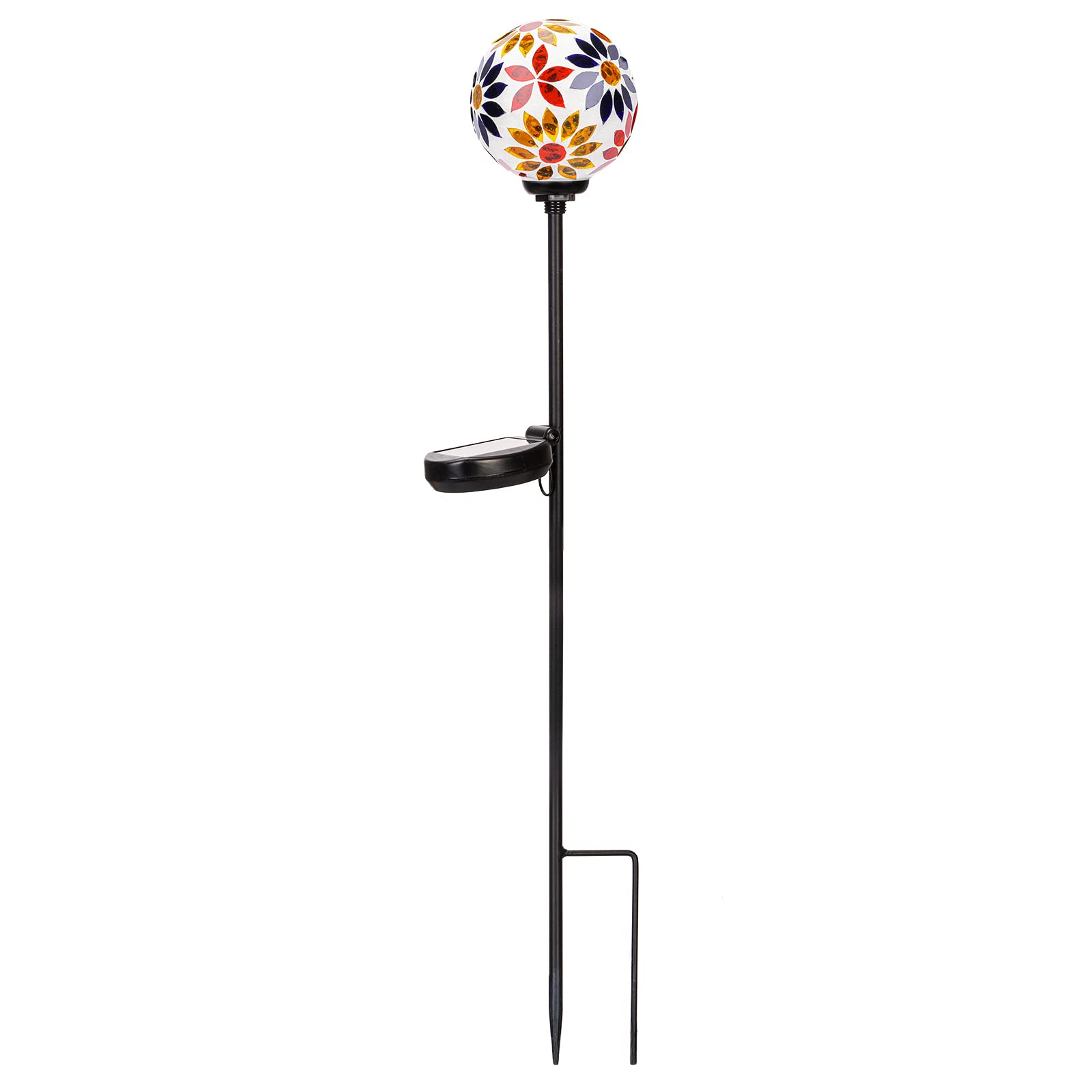 Solar Gazing Ball Mosaic Garden Stakes - Outdoor Solar Lights for Pathway, Yard & Lawn Decoration - Waterproof Flower Decorative Lights (Orange) - Perfect for Garden, Patio & Landscape Lighting