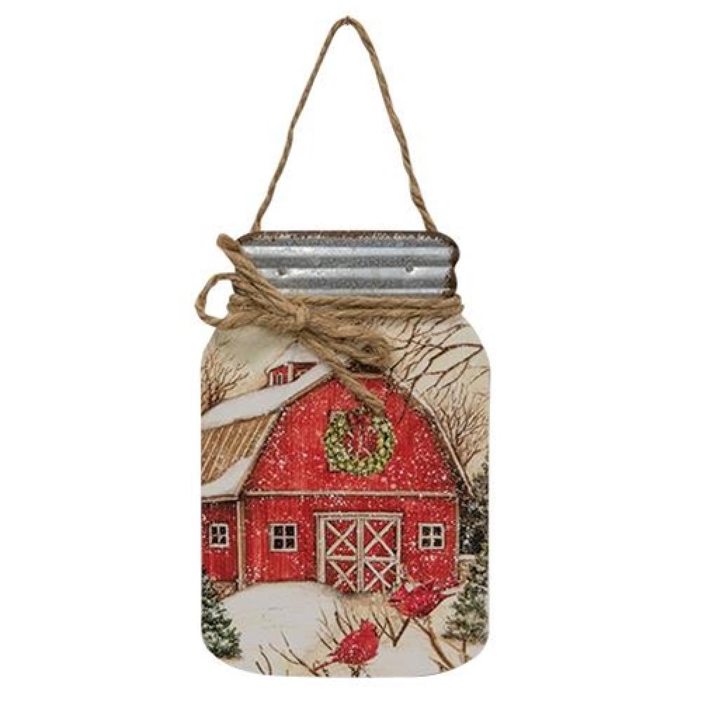 Red Barn Mason Jar Hanger - Rustic Farmhouse Decor for Wall Mounting - Perfect for Kitchen, Bathroom, or Outdoor Party Decorations