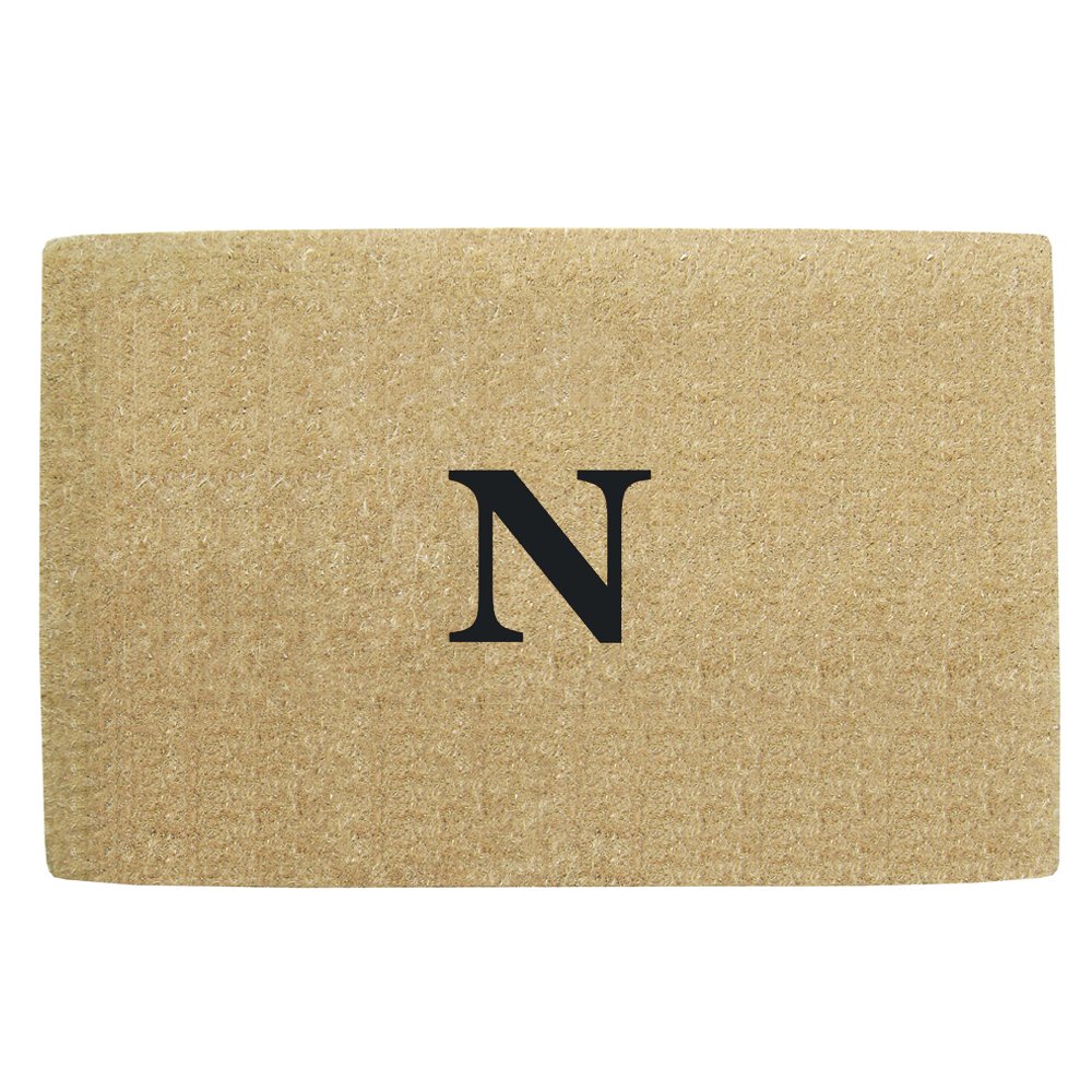 Personalized Monogram N Coir Door Mat - Heavy Duty Natural Coco Fiber Welcome Mat, Handcrafted Durable Outdoor Rug, Eco-Friendly No Border Design 30