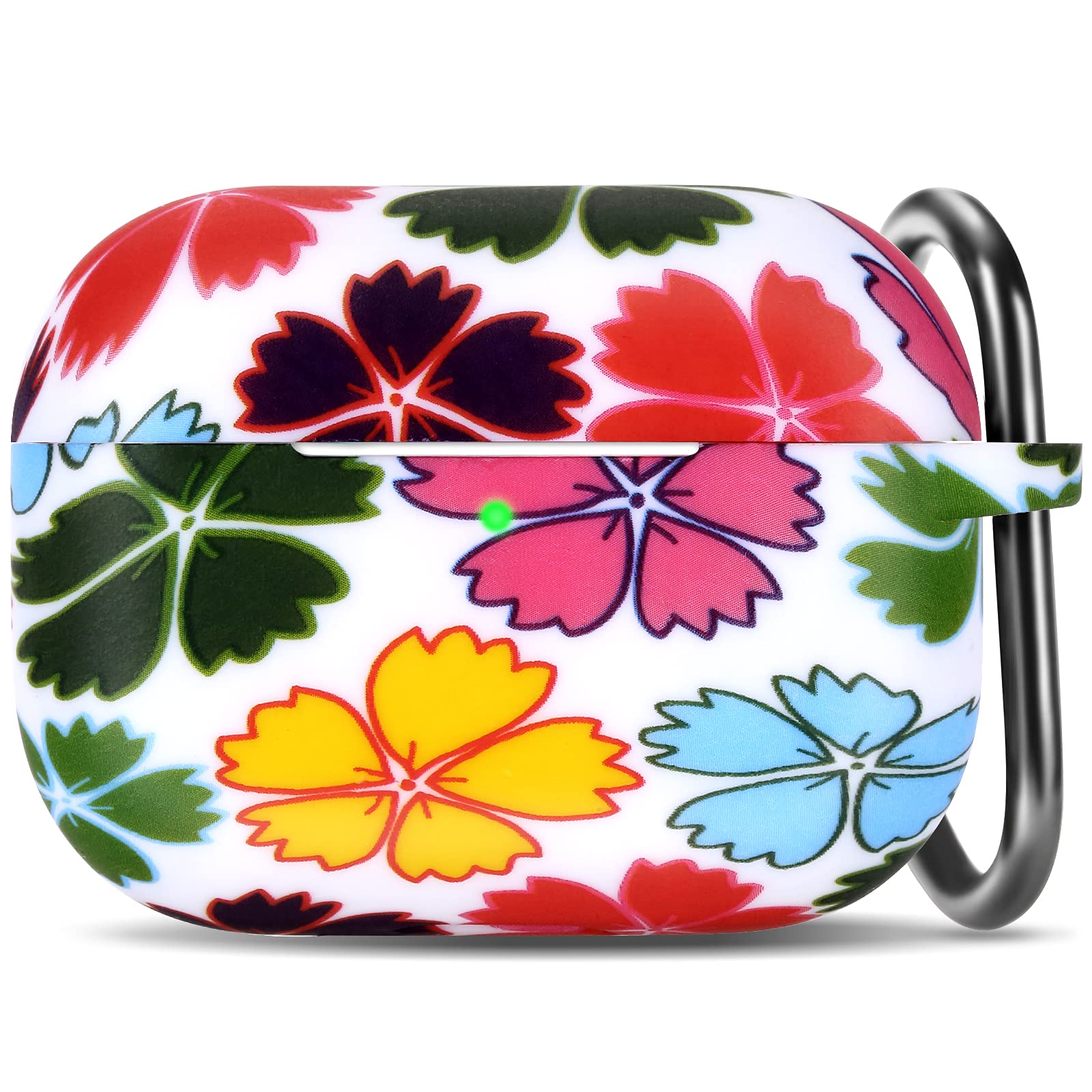 Premium Silicone Case for AirPods Pro 2nd & 1st Generation (2022/2019) - Soft Protective Cover with Keychain, Anti-Scratch Design - Perfect for Women, Travel, Gym & Daily Use (Clover Pattern)
