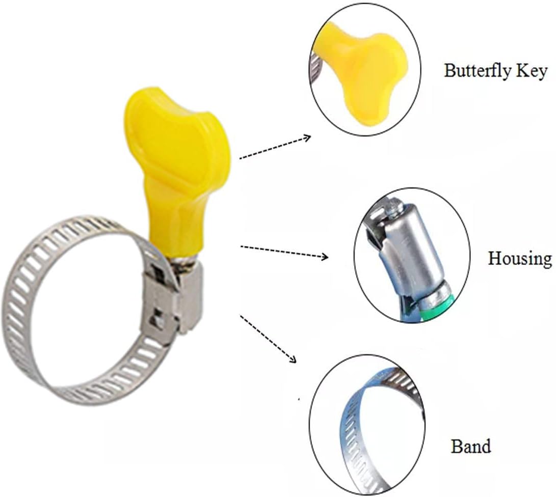 Butterfly Hose Clamp 1 Inch (15-Piece Set) - Ideal for Plumbing, Automotive, and DIY Projects
