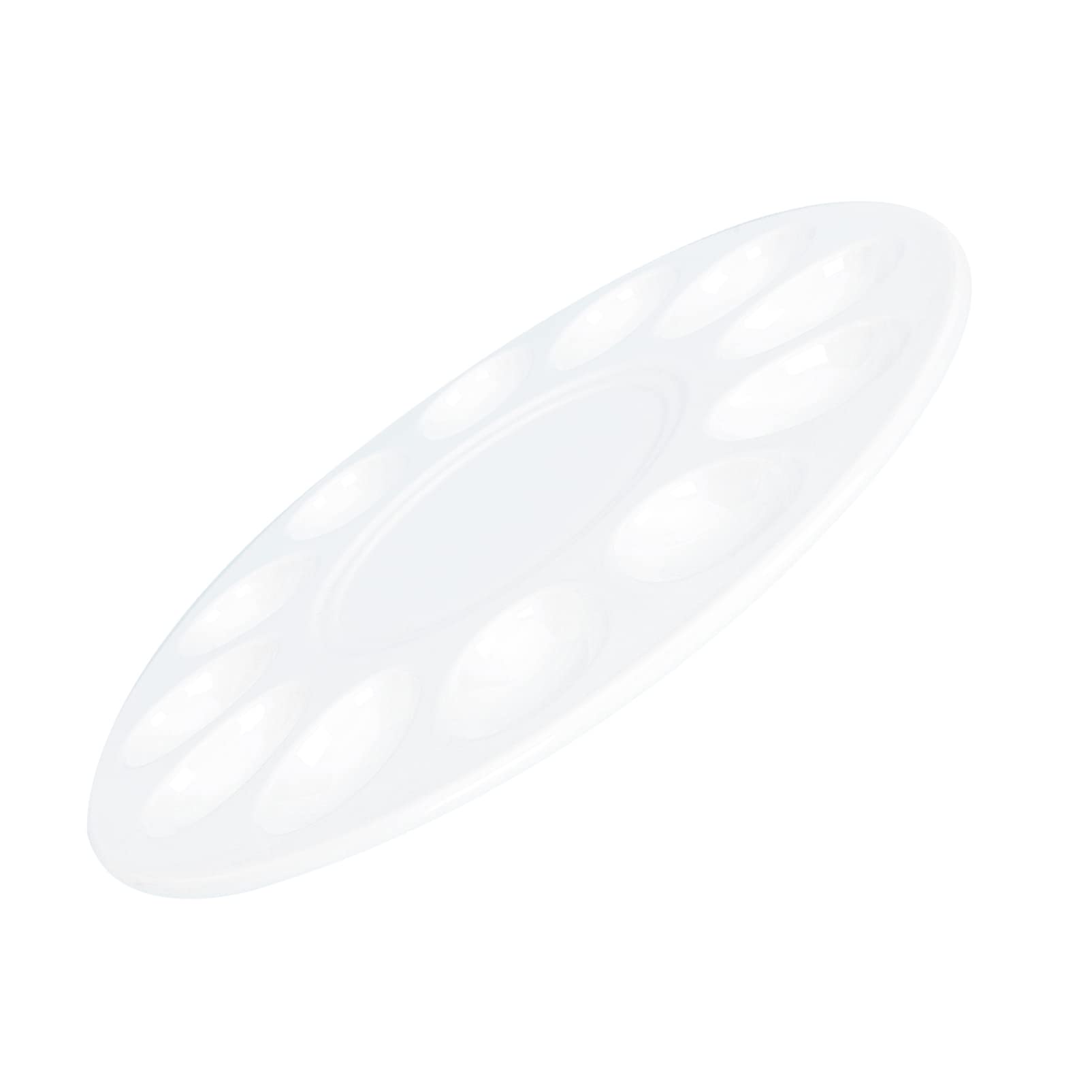 YARDWE 12-Grid Porcelain Deviled Egg Tray - Easter Egg Platter, Ceramic Egg Dish & Snail Plate - 12.2 Inch White Kitchen Serving Dish for Parties, Holidays & Home Decor