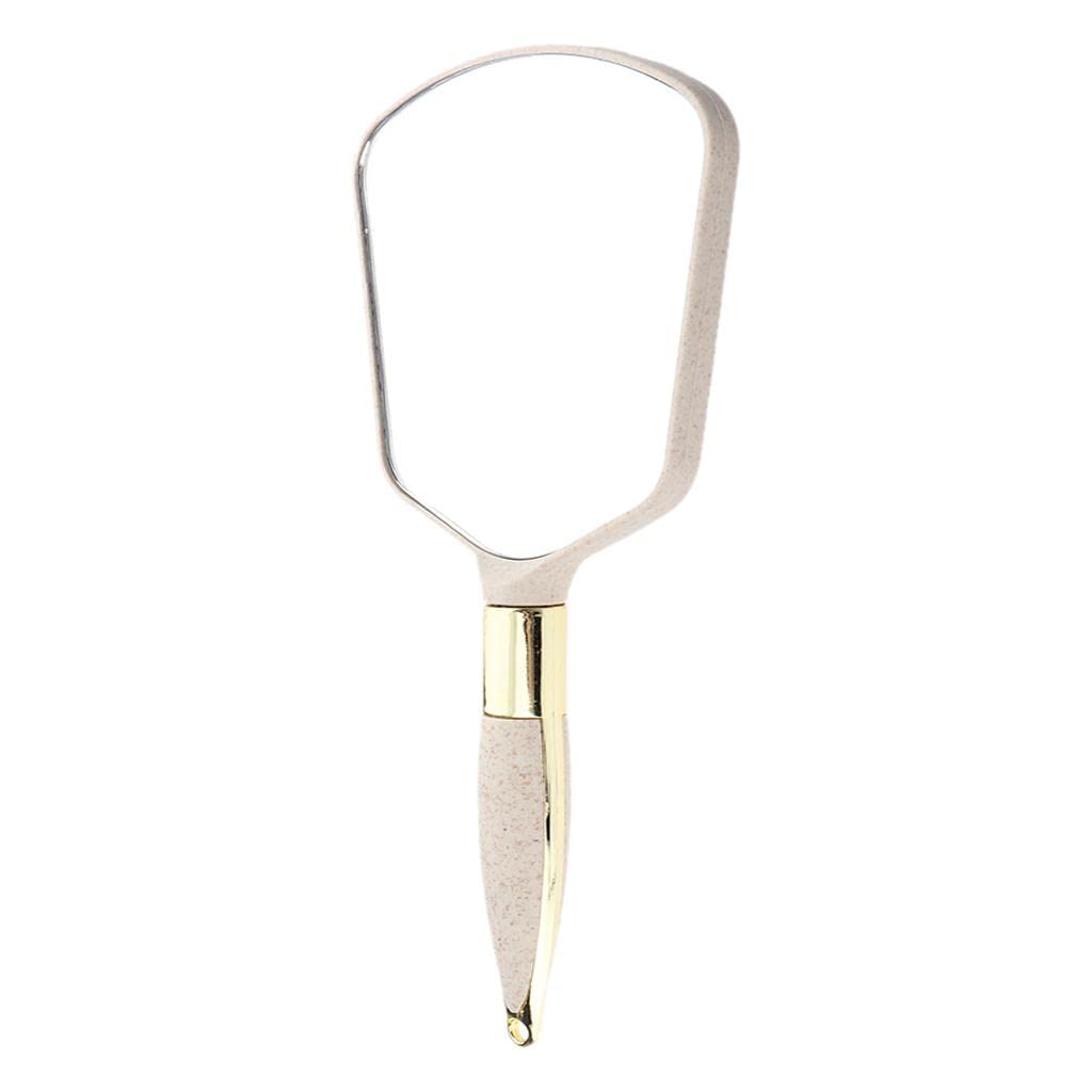 VMS INDIA PVC Handheld Makeup Mirror - Compact Travel Cosmetic Mirror for Home, Salon & Vanity (Beige) | Perfect for Makeup Application, Travel Essentials & Beauty Routines