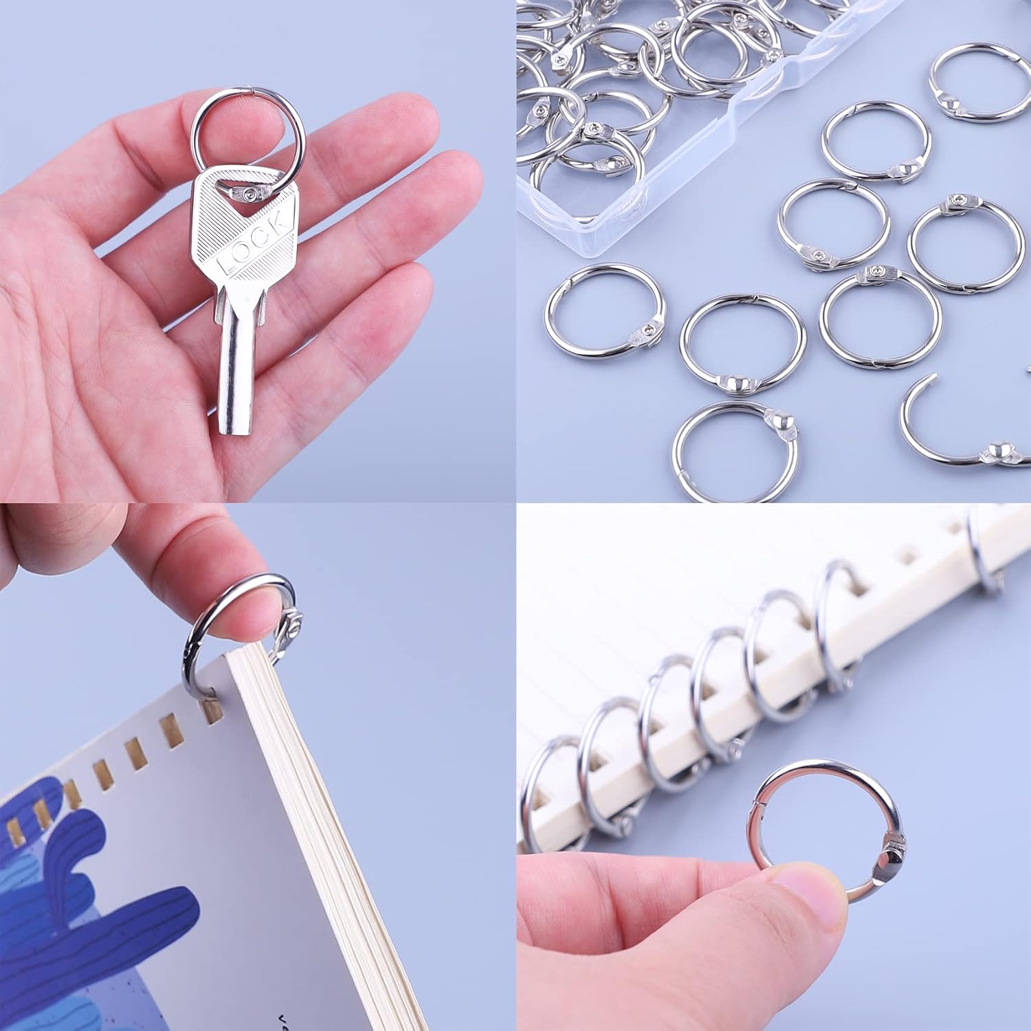 1 Inch Loose Leaf Binder Rings (50 Pack) - Nickel Plated Steel Book Rings for Office, School & Home - Durable Metal Keychain Rings, Index Card Holders - Perfect for Organizing Documents, Keys & Flashcards