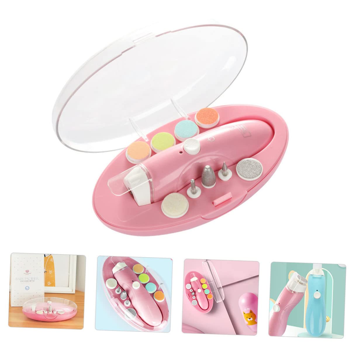 FRCOLOR 8 Sets Baby Nail Care Kit - Electric Nail Trimmer for Toddlers & Newborns, Safe Manicure Tools with Nail Polish - Perfect for Home Baby Care & Gentle Nail Grooming