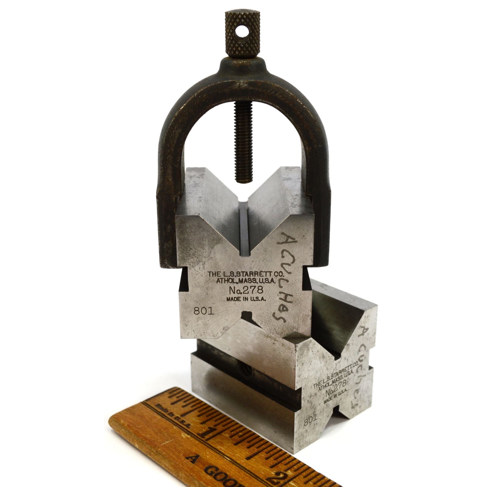 Starrrett No. 278 V Block Set of 2 with 1 Clamp - Precision Machinist Inspection Blocks for Metalworking, Woodworking & DIY Projects