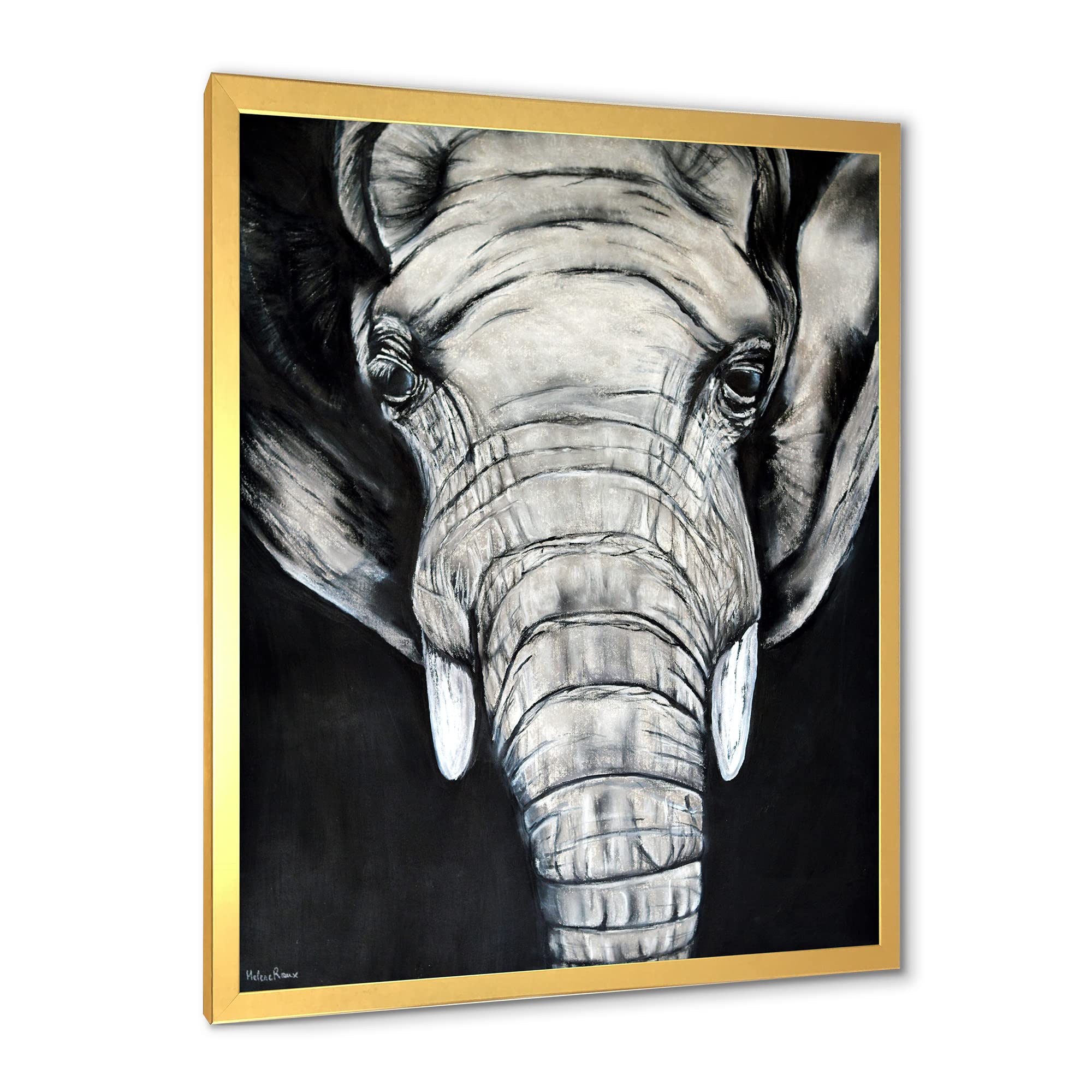African Elephant Portrait Framed Wall Art - Rustic Farmhouse Decor for Living Room, Bedroom & Office