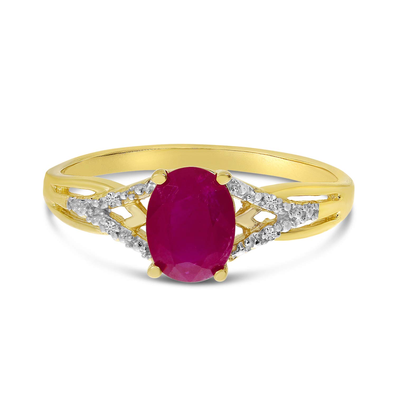 10K Yellow Gold Ruby and Diamond Ring for Women - Elegant Vintage Style Jewelry for Engagement, Anniversary, and Special Occasions