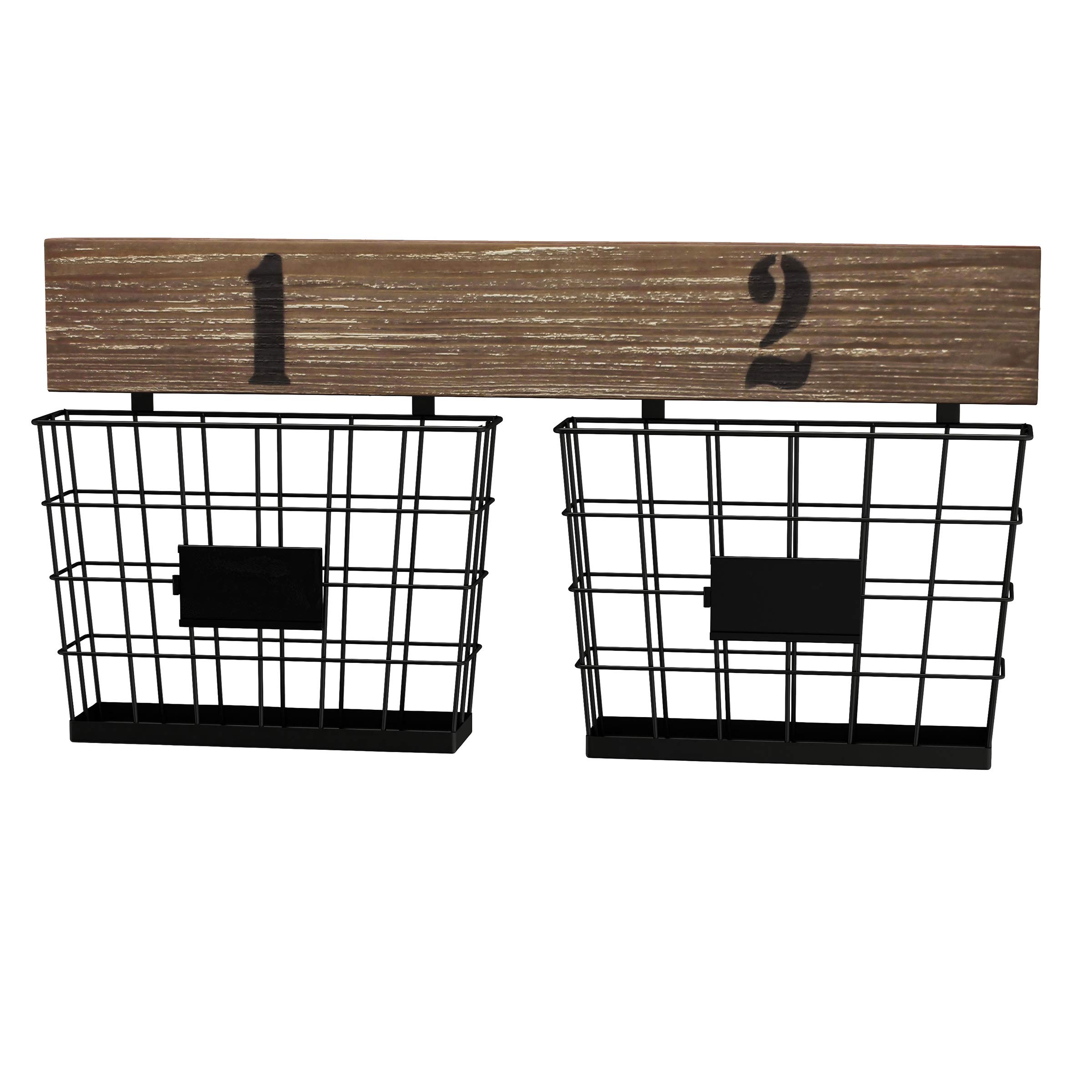 Rustic Wall Mount Double Wire Basket Organizer - Multi-Use Storage Bin for Entryway, Office & Home Decor by Lavish Home | Perfect for Organizing Keys, Mail & Small Items in Kitchen, Bathroom or Bedroom