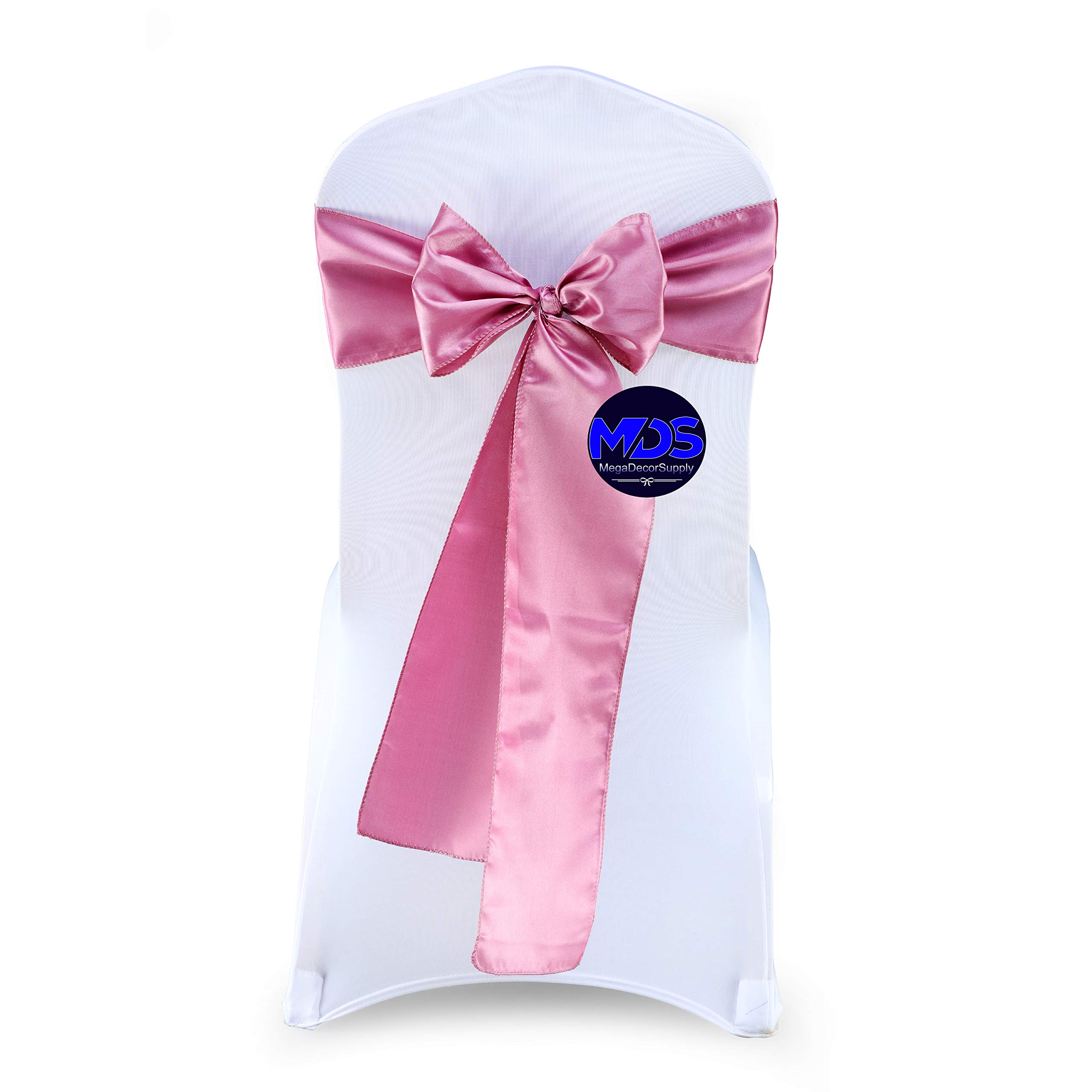 250 Satin Chair Sashes for Weddings, Birthday Parties, Graduations & Events - Dusty Pink Bow Sashes for Banquet & Folding Chairs - Elegant Chair Decorations for Special Occasions