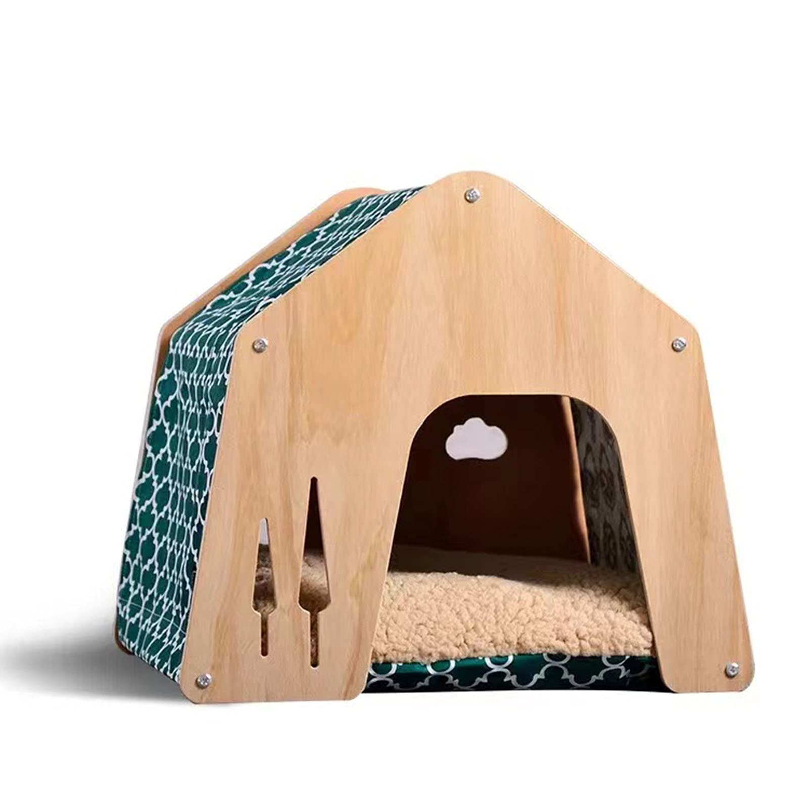 Ventilated Indoor Dog House & Cat Kennel - Cozy Pet Shelter, Puppy Bed, Log Cabin Style Dog Crate for Small Pets | Perfect for Home, Apartment & Travel Use
