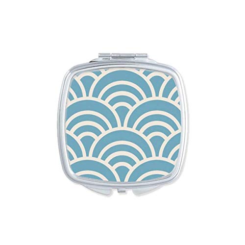 DIYthinker Japanese Traditional Edo Wave Pattern Compact Mirror - Double Sided Portable Pocket Makeup Mirror for Travel, Purse & Cosmetics Touch-ups