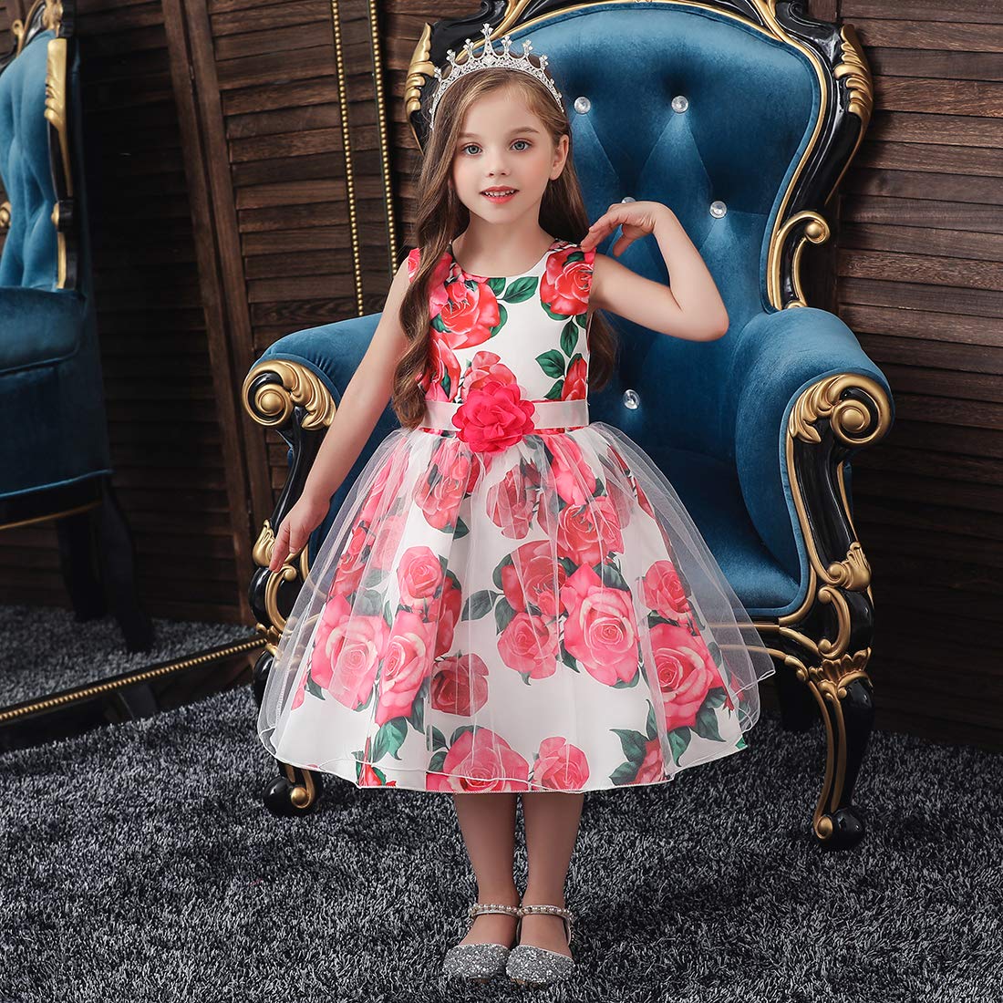 Girl's Ruffled Lace Party Dress for Kids - Elegant Flower Girl & Bridesmaid Dresses for Weddings, Birthday Parties & Special Occasions