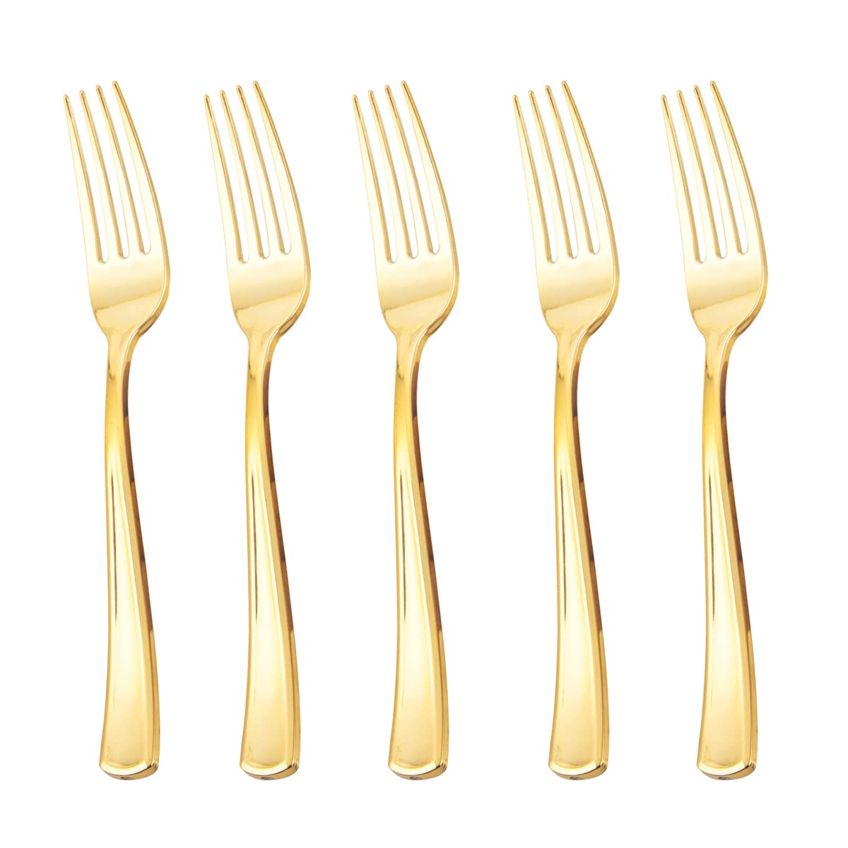 YOUBET 300-Pack Gold Plastic Forks - 7.4 Inch Heavy Duty Disposable Cutlery - Elegant Gold Silverware for Parties, Weddings, Christmas & Special Events - Perfect for Catering, Picnics & Home Entertaining