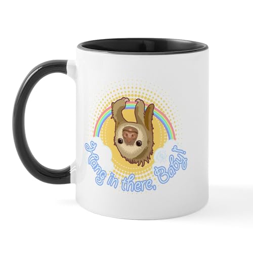 White/Black Inside - Hang In There Sloth Mug