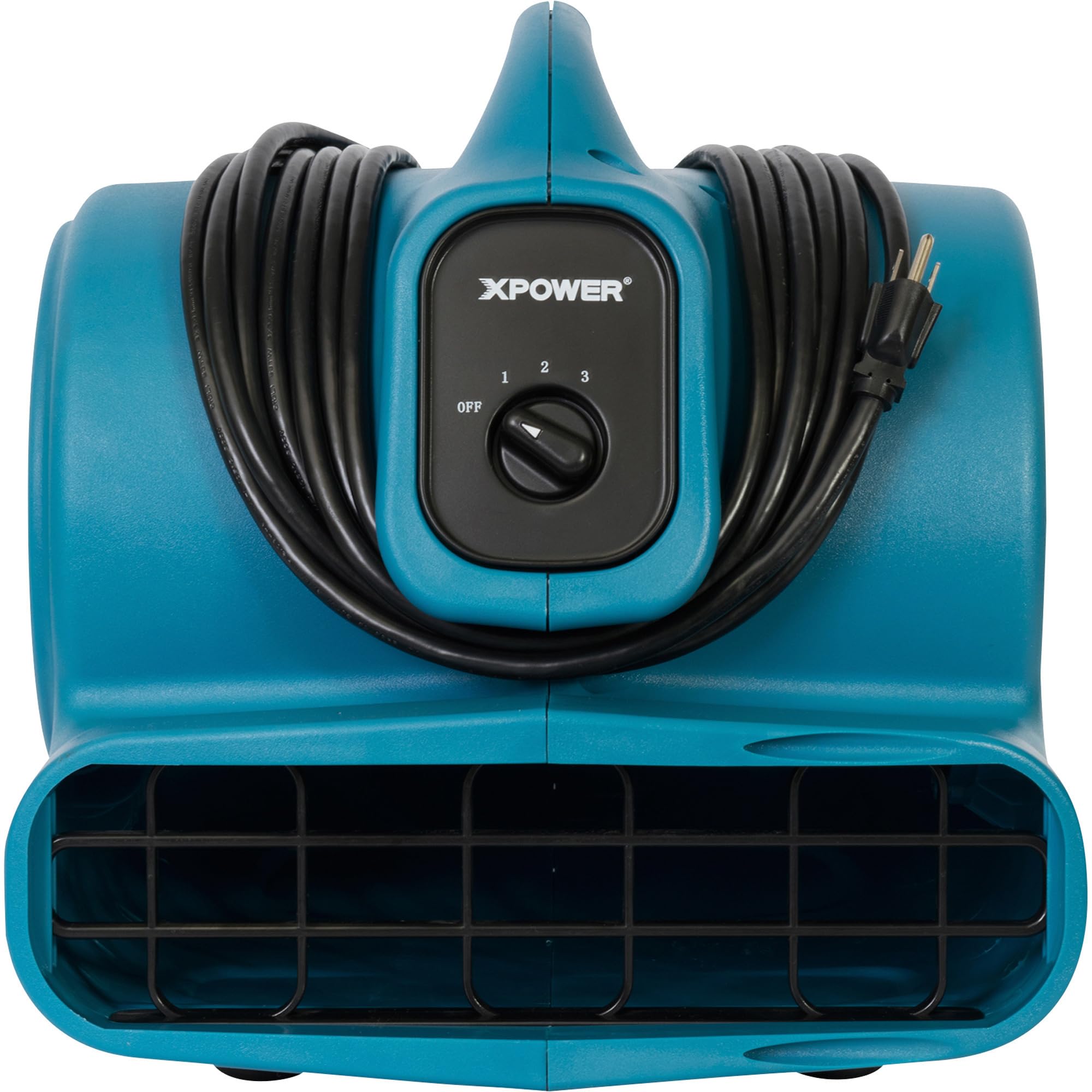 XPOWER X-400A Pro 1/4 HP 1600 CFM Industrial Air Mover - Heavy Duty Carpet Dryer & Floor Blower Fan with Daisy Chain - Ideal for Water Damage Restoration, Janitorial Cleaning, Plumbing Work & Home Use (Blue) - Perfect for Basement Flooding, Construction Sites & Quick Drying After Carpet Cleaning