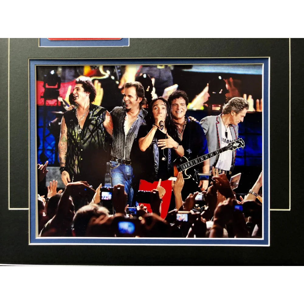 Journey Band Signed 8x10 Photo Framed with JSA COA & Tour Pass - Neal Schon, Ross Valory - Perfect for Music Memorabilia Collectors & Rock Fans Display