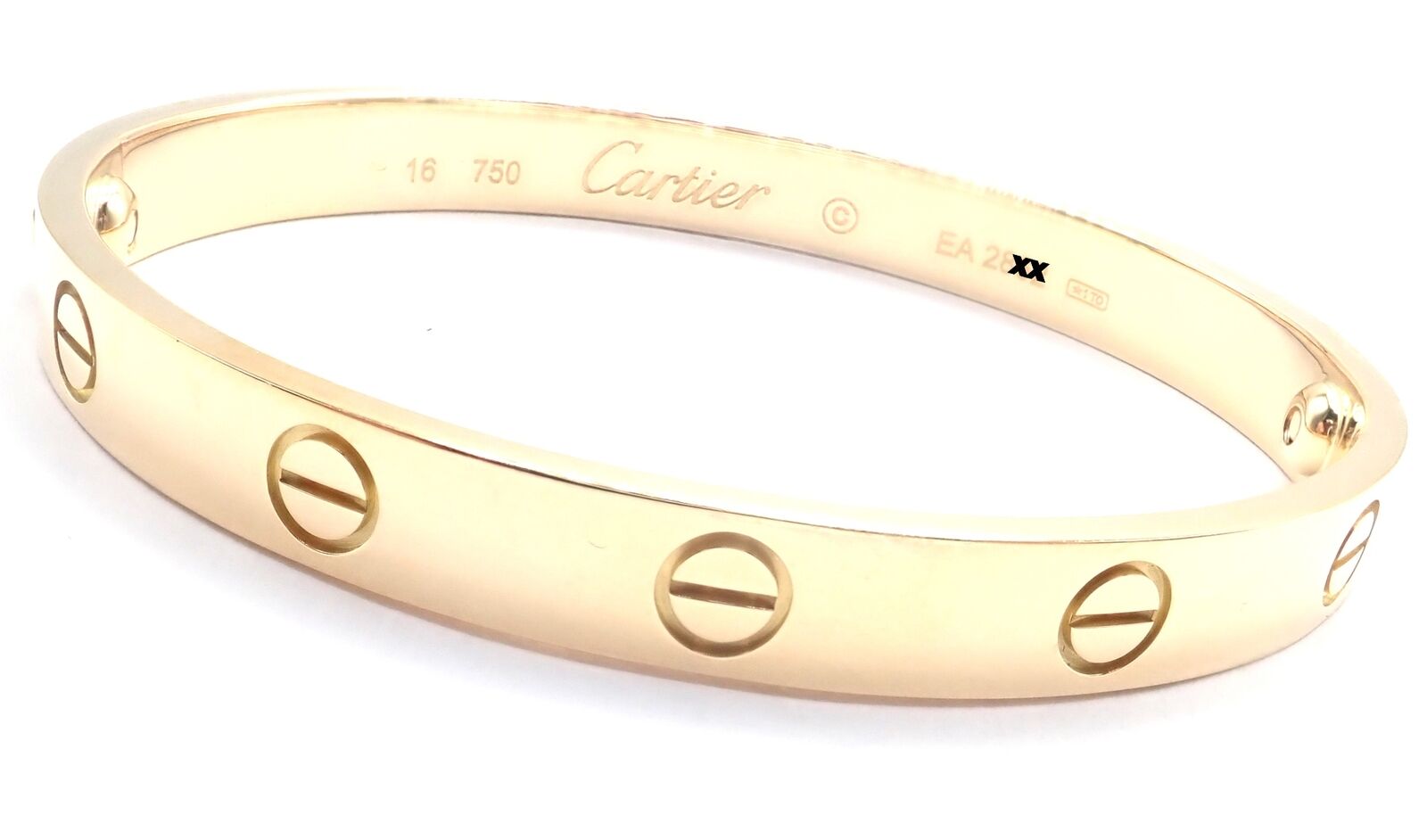 Authentic Cartier 18K Yellow Gold Love Bangle Bracelet Size 16 - Luxury Jewelry Gift for Women, Anniversary & Special Occasions