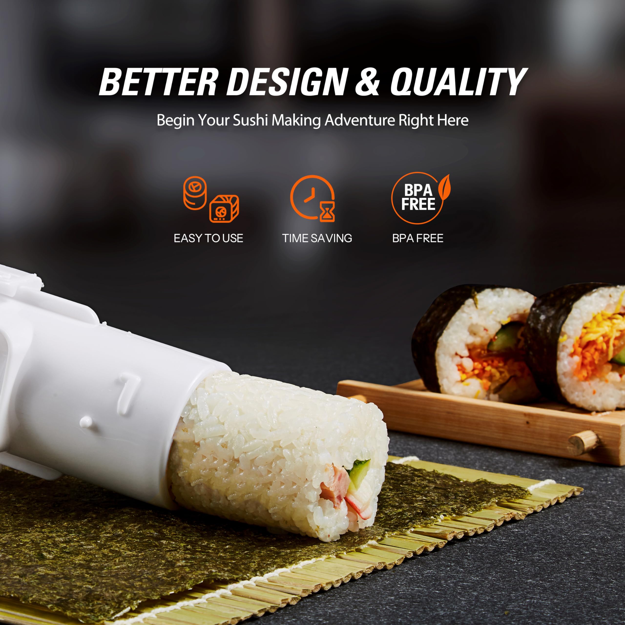 ISSEVE Sushi Making Kit - Complete DIY Sushi Roller with Bamboo Mats, Chopsticks, Paddle & Knife | Perfect for Home Chefs & Japanese Cuisine Lovers | Great for Parties, Date Nights & Family Cooking Activities