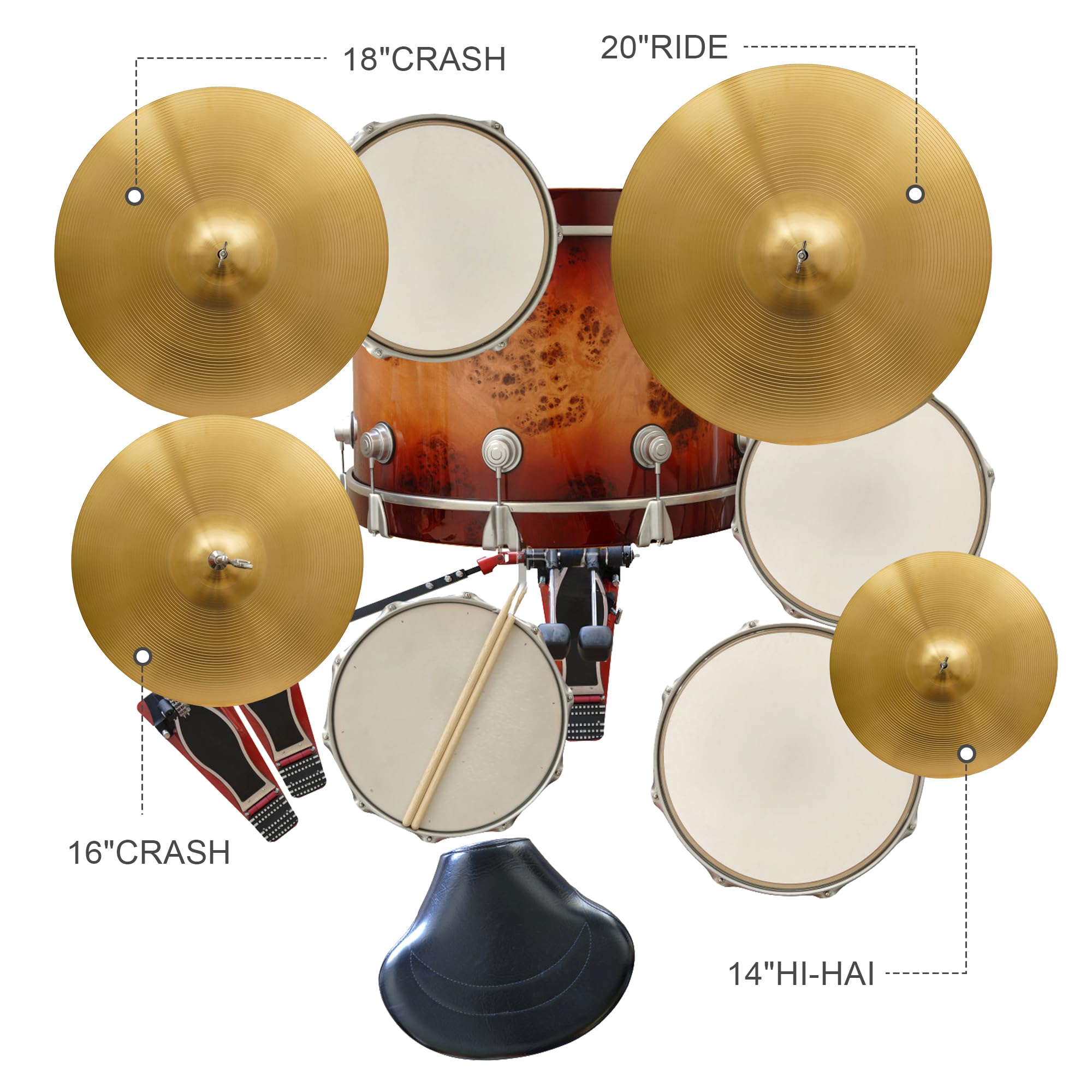 Premium 5-Piece Alloy Drum Cymbal Set (14