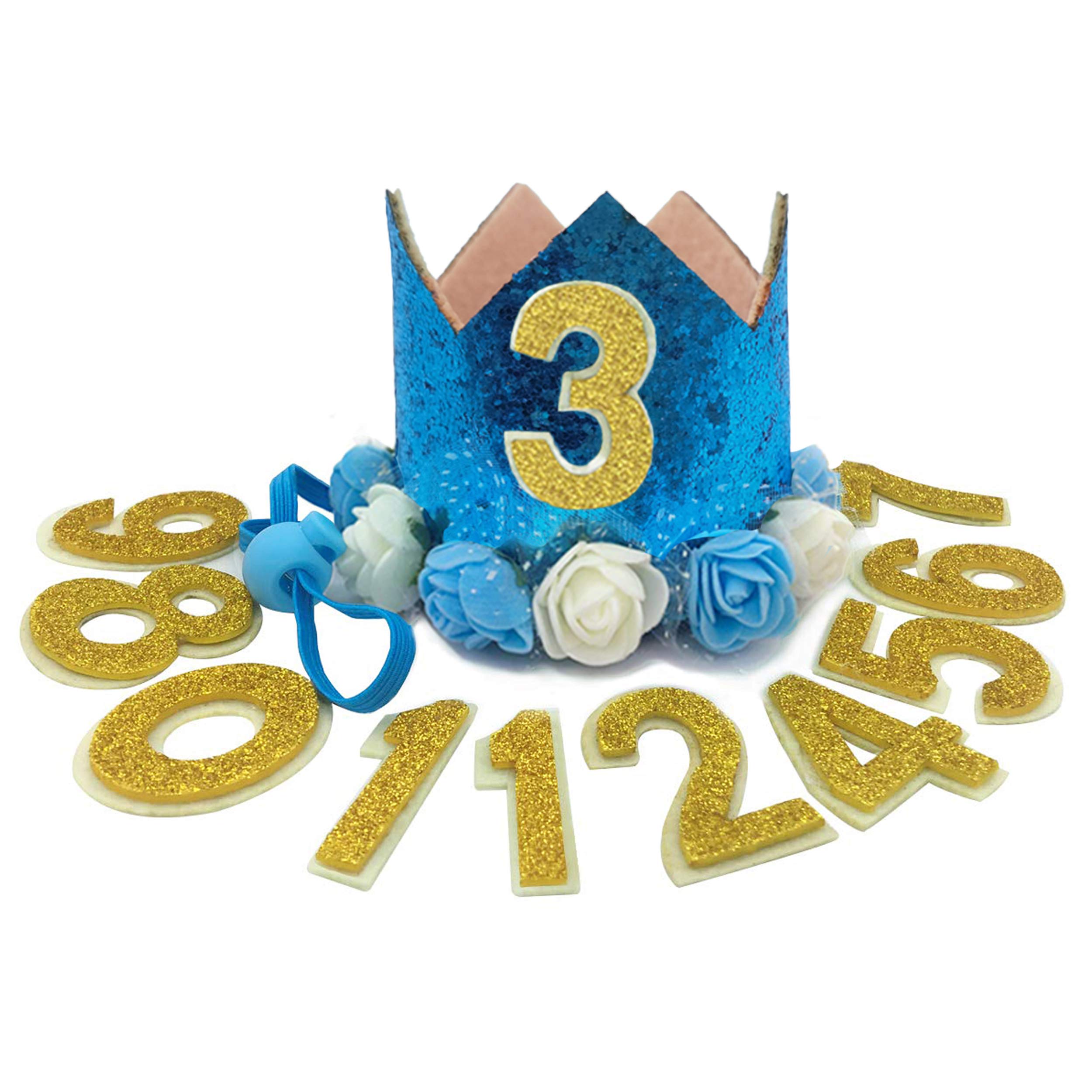 Adjustable Dog Birthday Hat - Reusable Pet Crown for Dogs, Cats, Puppies & Kittens - Birthday Party Headband with Numbers (Blue) - Perfect for Pet Birthday Celebrations & Photo Shoots