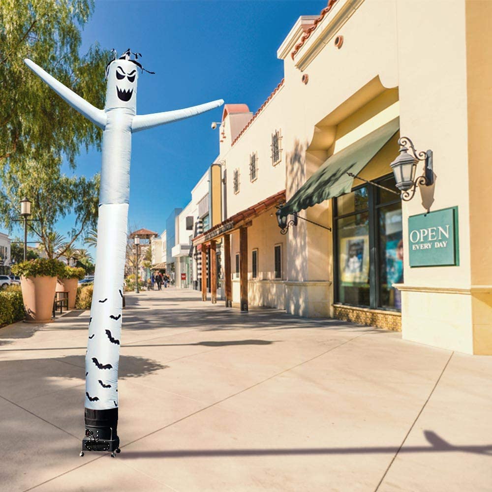 20ft Inflatable Tube Man Dancer - Ghost White Air Powered Advertising Solution with 1HP 2-Speed Blower | Perfect for Car Dealerships, Grand Openings & Outdoor Promotions