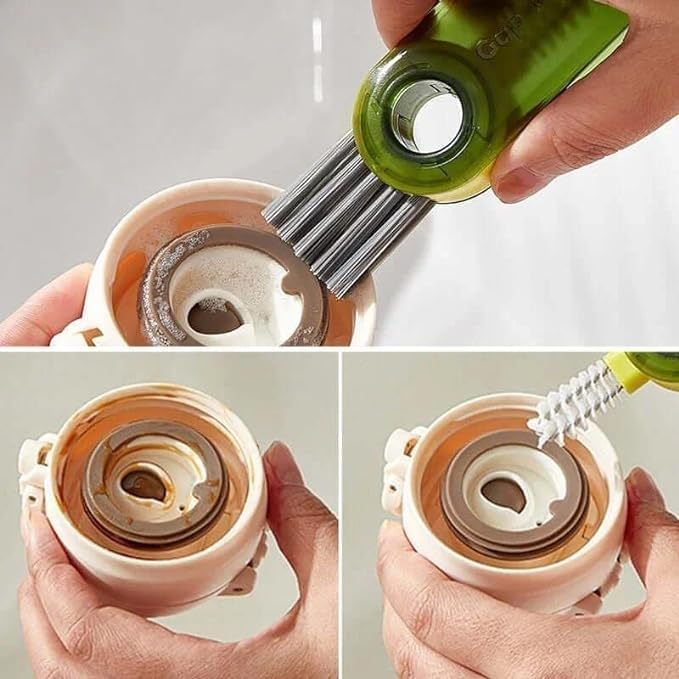 3-Pack Multipurpose Bottle Gap Cleaner Brush Set - Cup Cover & Crevice Cleaning Tools for Water Bottles, Straws, and Home Kitchen Accessories - Perfect for Deep Cleaning Hard-to-Reach Spots in Baby Bottles, Travel Mugs, and Reusable Drinkware