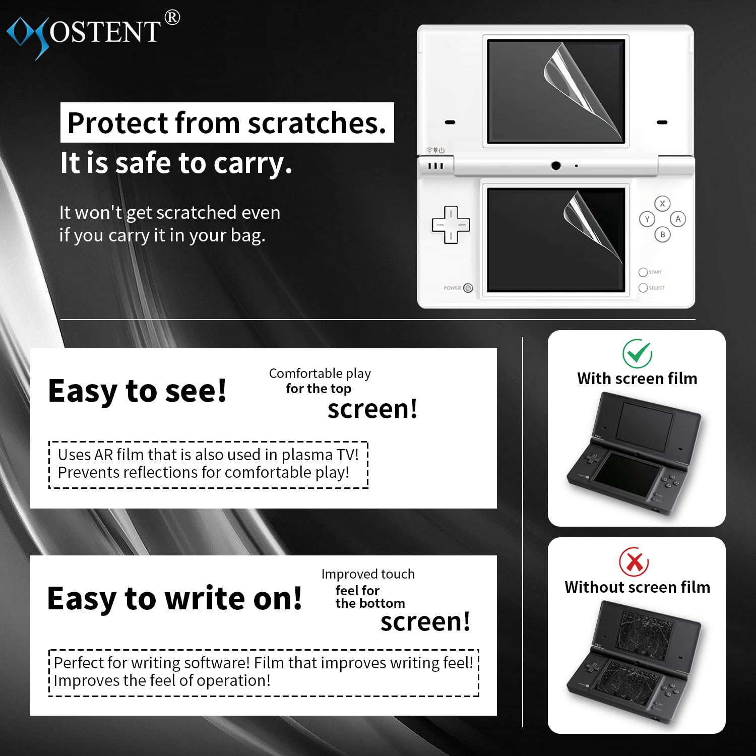 OSTENT 3-Pack Clear Screen Protector for Nintendo DSi - Gaming Protection