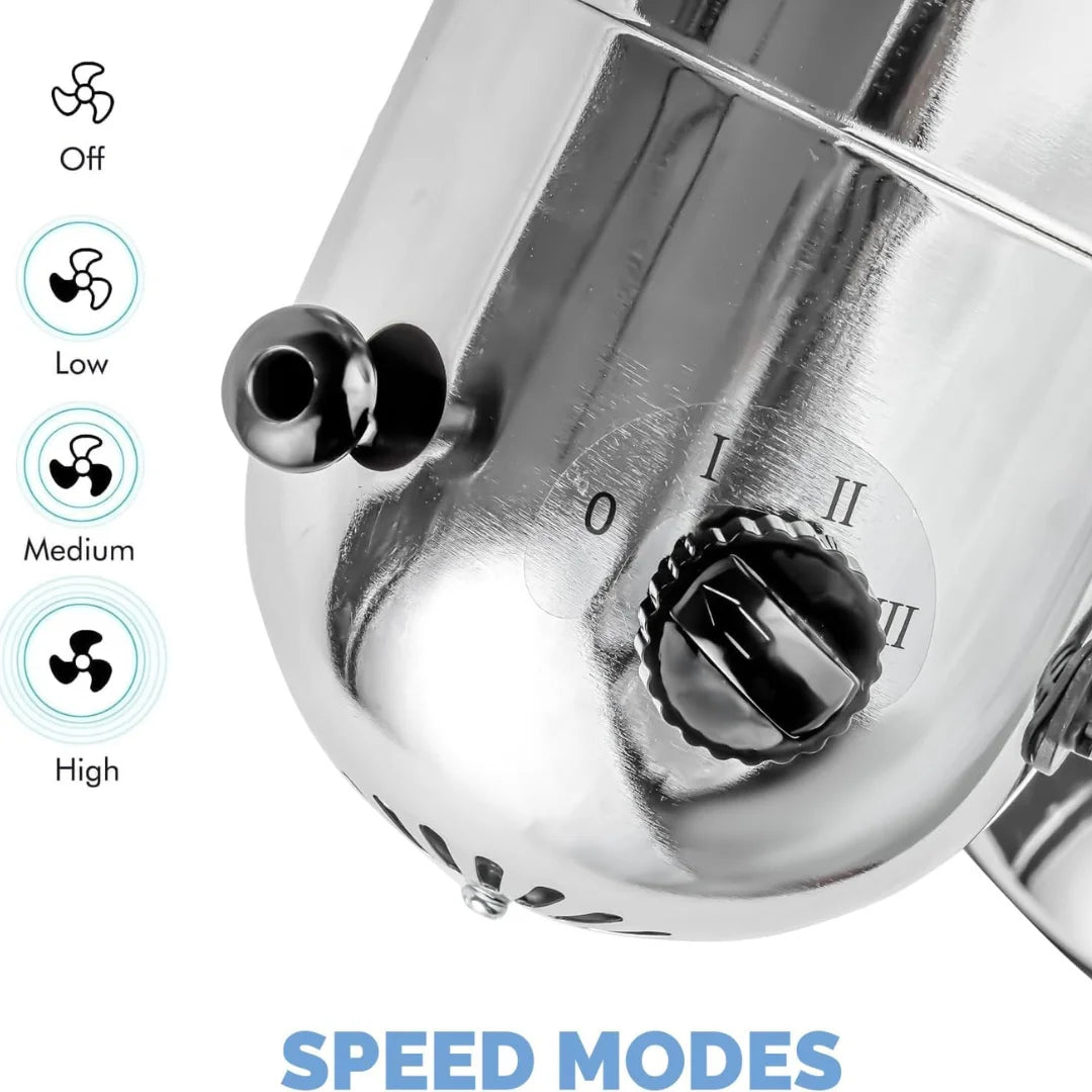 12 Inch Chrome Desk Fan by Senelux - Quiet High Speed Cooling Fan for Home, Office & Bedroom | Perfect for Summer, Dorm, Study & Workspace