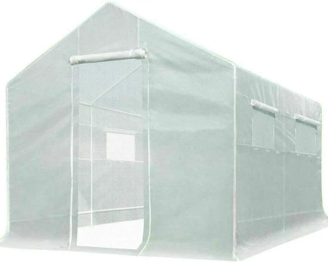 10' x 9' x 8' White Backyard Greenhouse Kit for Gardening, Plant Growing & Seed Starting - Perfect for Outdoor Garden Protection & Year-Round Planting