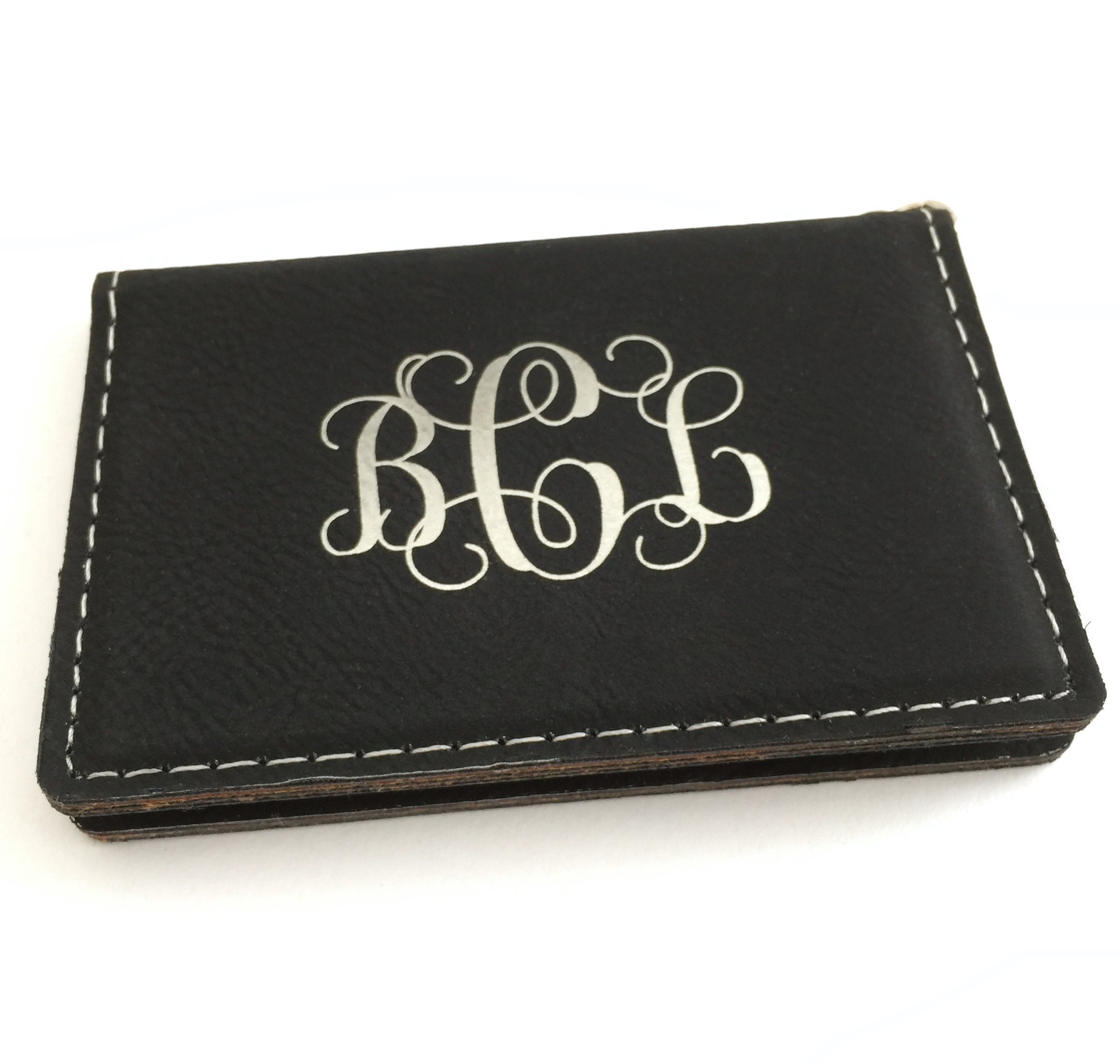 Personalized Monogram Keychain Wallet ID Holder - Faux Leather RFID Blocking Card Case for Women & Men - Perfect for Travel, Work, and Everyday Use