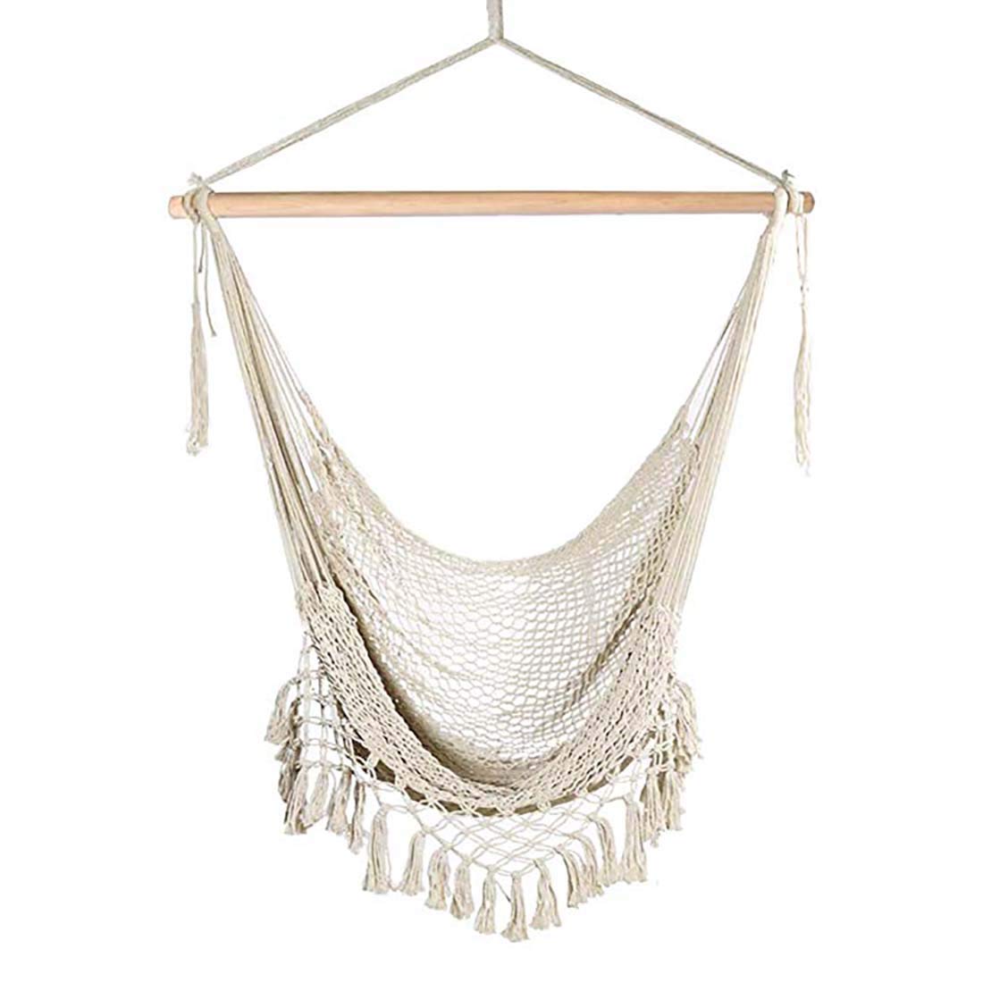 Fusmaker Extra Large Hammock Chair - Soft Spun Cotton Rope Woven Hanging Swing Chair for Indoor & Outdoor Use - Perfect for Garden, Patio, and Relaxation