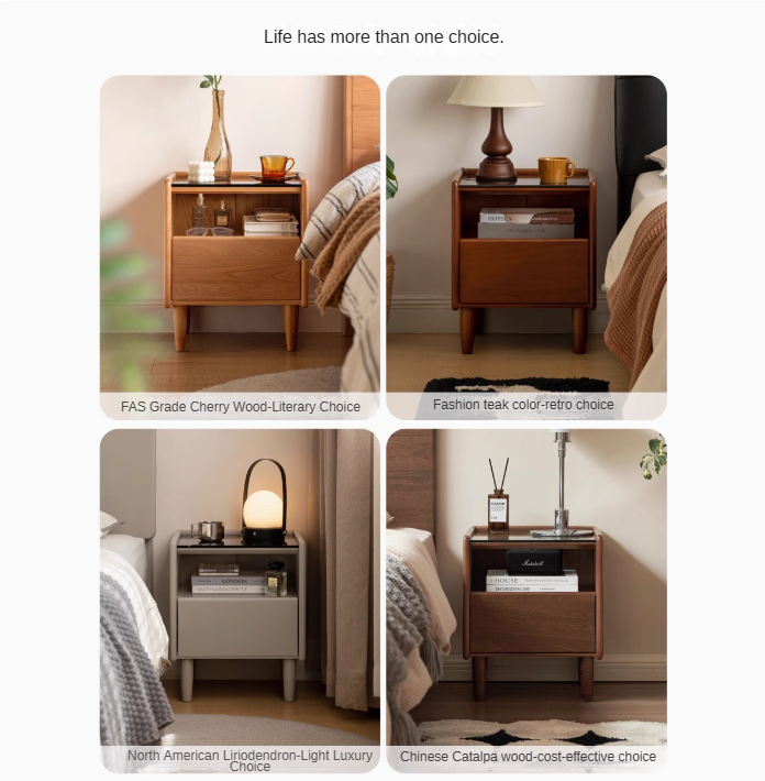 Premium Black Walnut Solid Wood Nightstand with Tempered Glass Top - Modern Bedside Table for Bedroom, Living Room, or Office Use